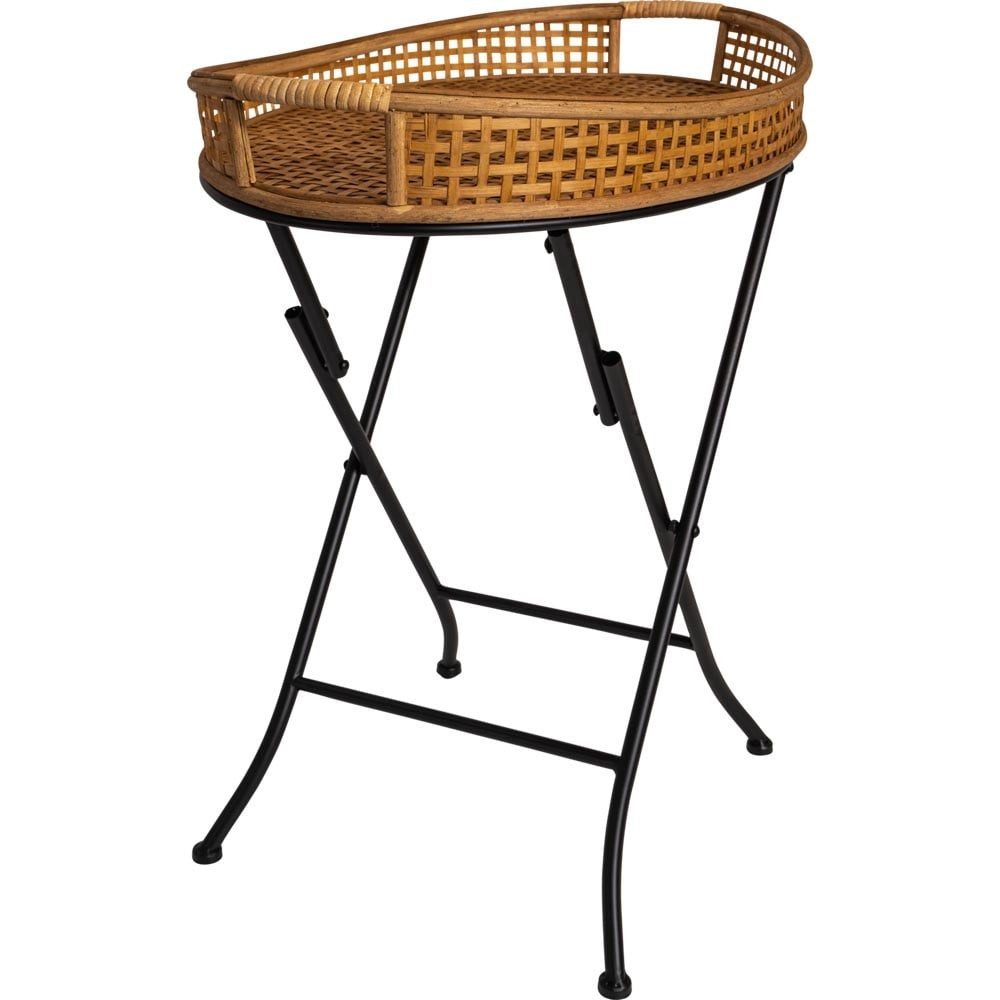 Lesli Living Beistelltisch Tablett mit Ständer LEVI NATURAL – Beistelltisch oval Bambus & Stahl