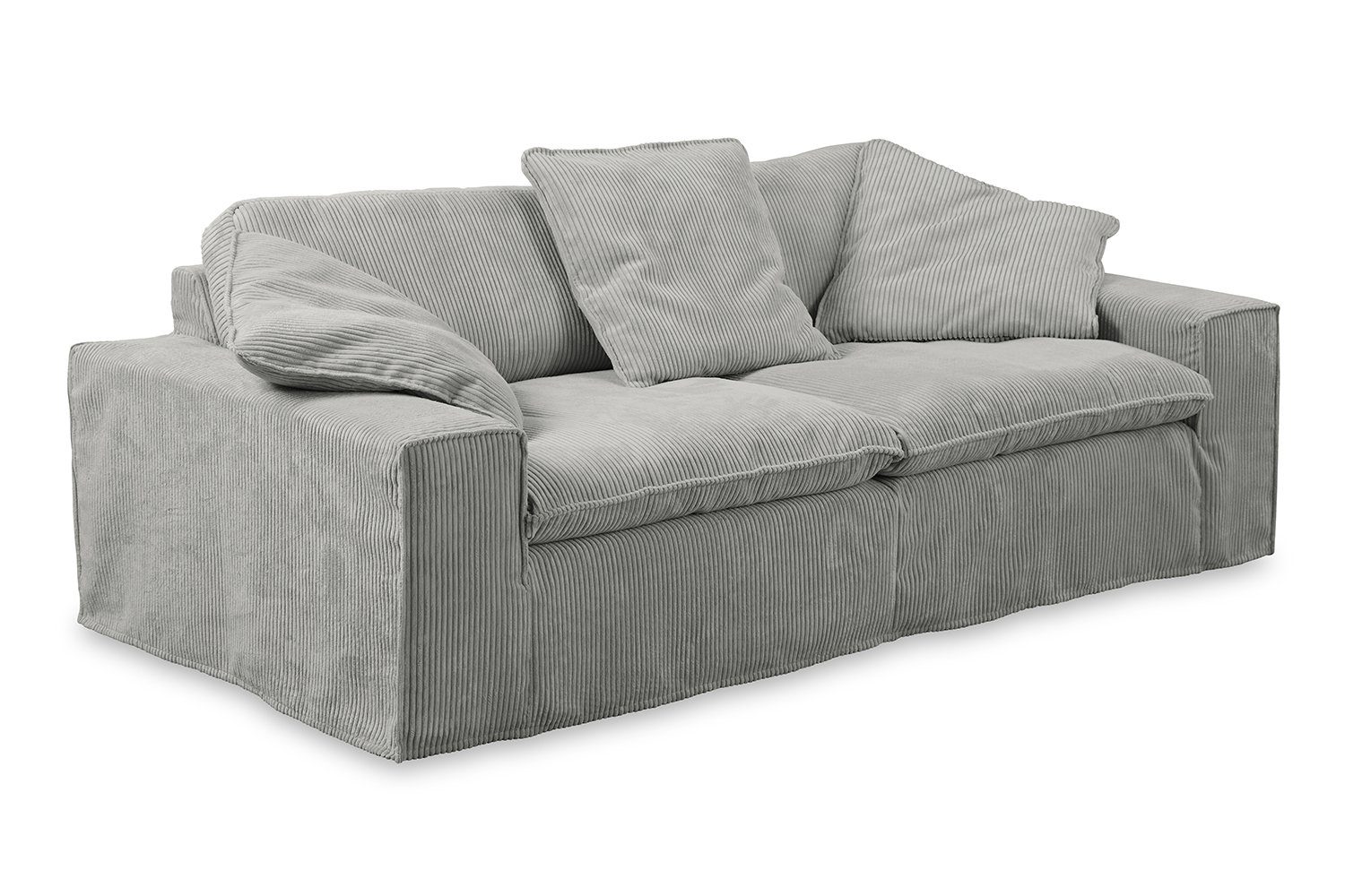 KAWOLA 3-Sitzer | Sofa dunkelgrau Cord Farben und Bezug versch. abziehbar, dunkelgrau NETTA, versch. Breiten