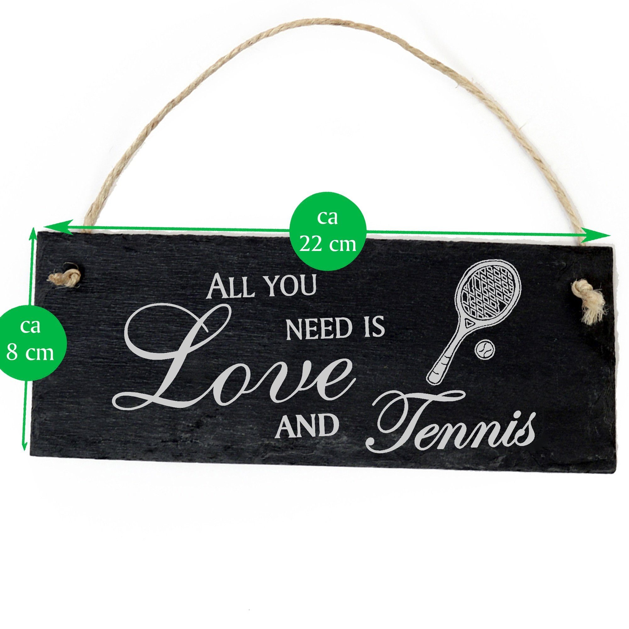 Dekolando Hängedekoration Tennisschläger 22x8cm All Tennis Love is you need and