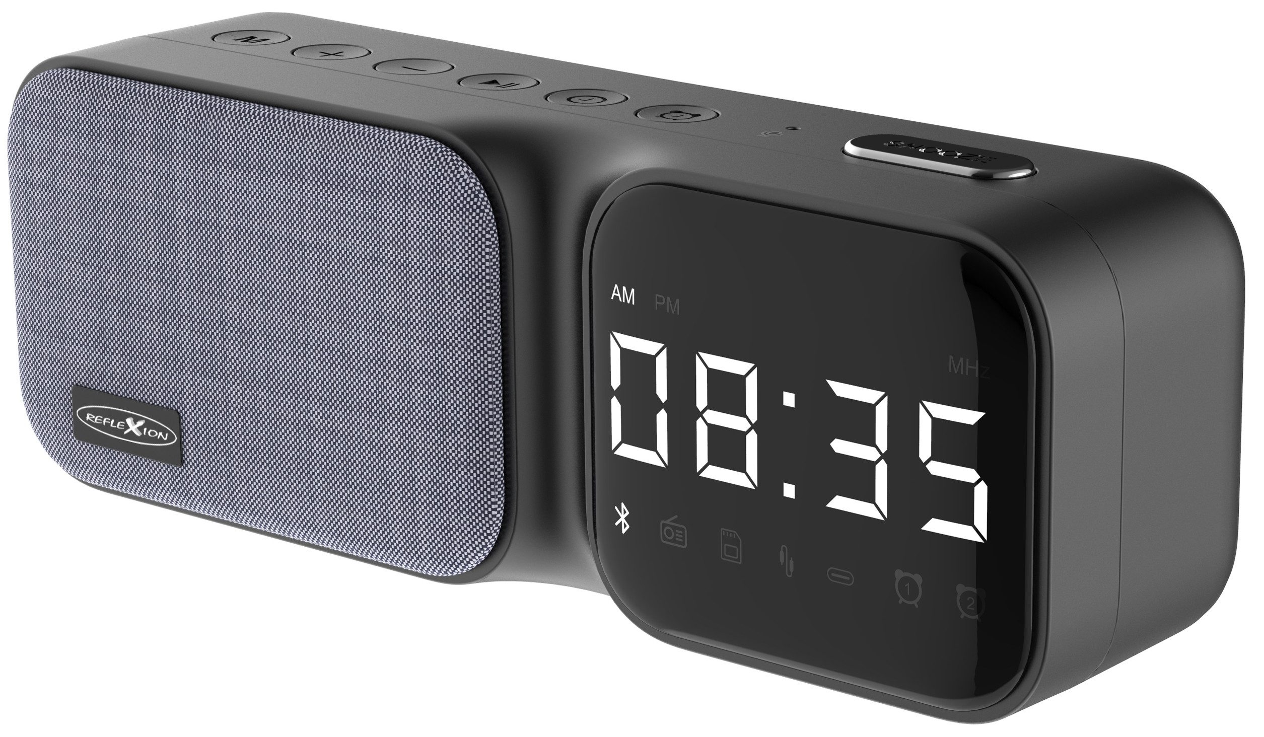 Reflexion CLR24BT Wecker Uhrenradio (Bluetooth, Radio, Micro-SD, AUX-IN, Schlummer-Funktion)