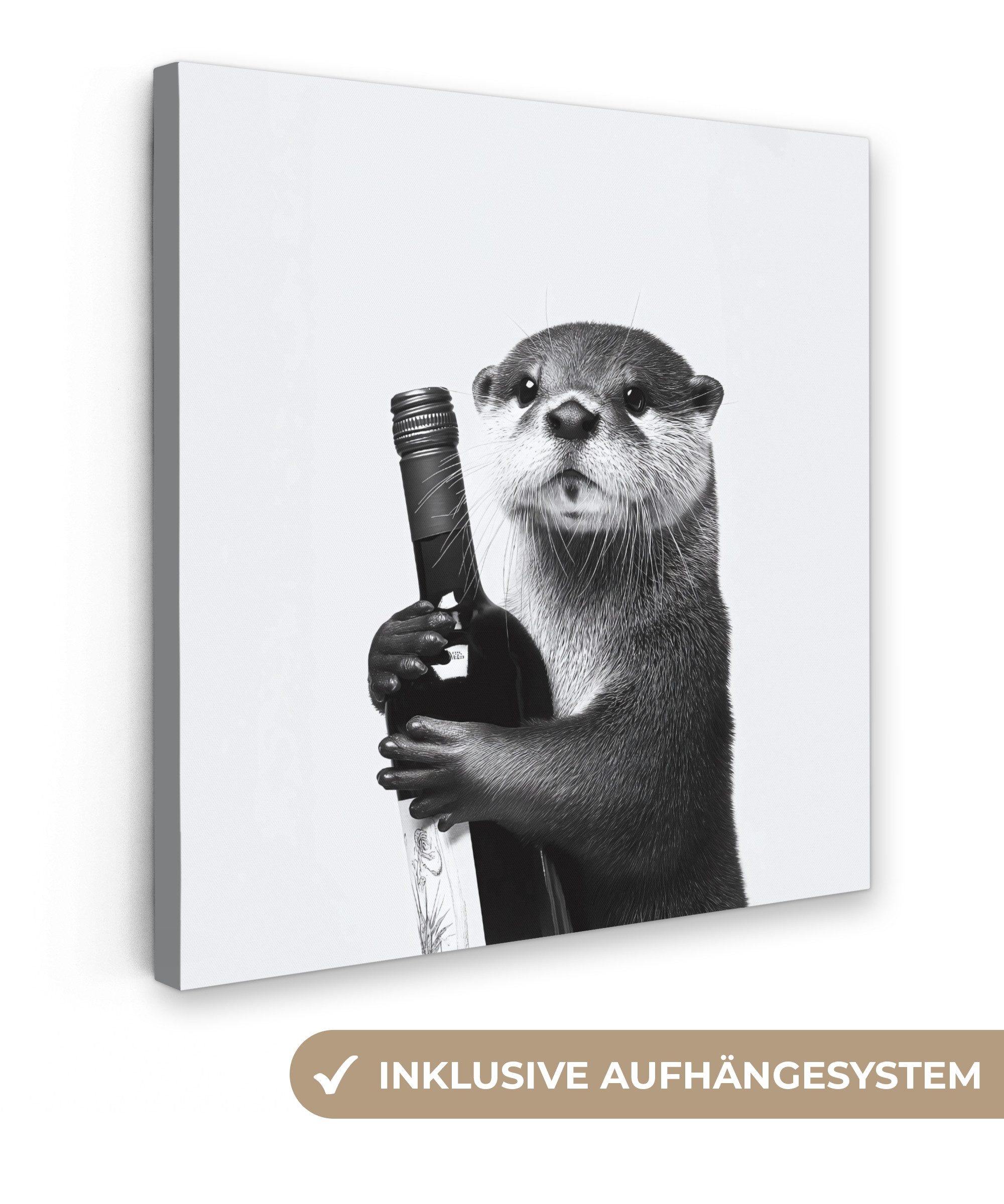 OneMillionCanvasses® Leinwandbild Weinflasche - Otter - günstig online kaufen