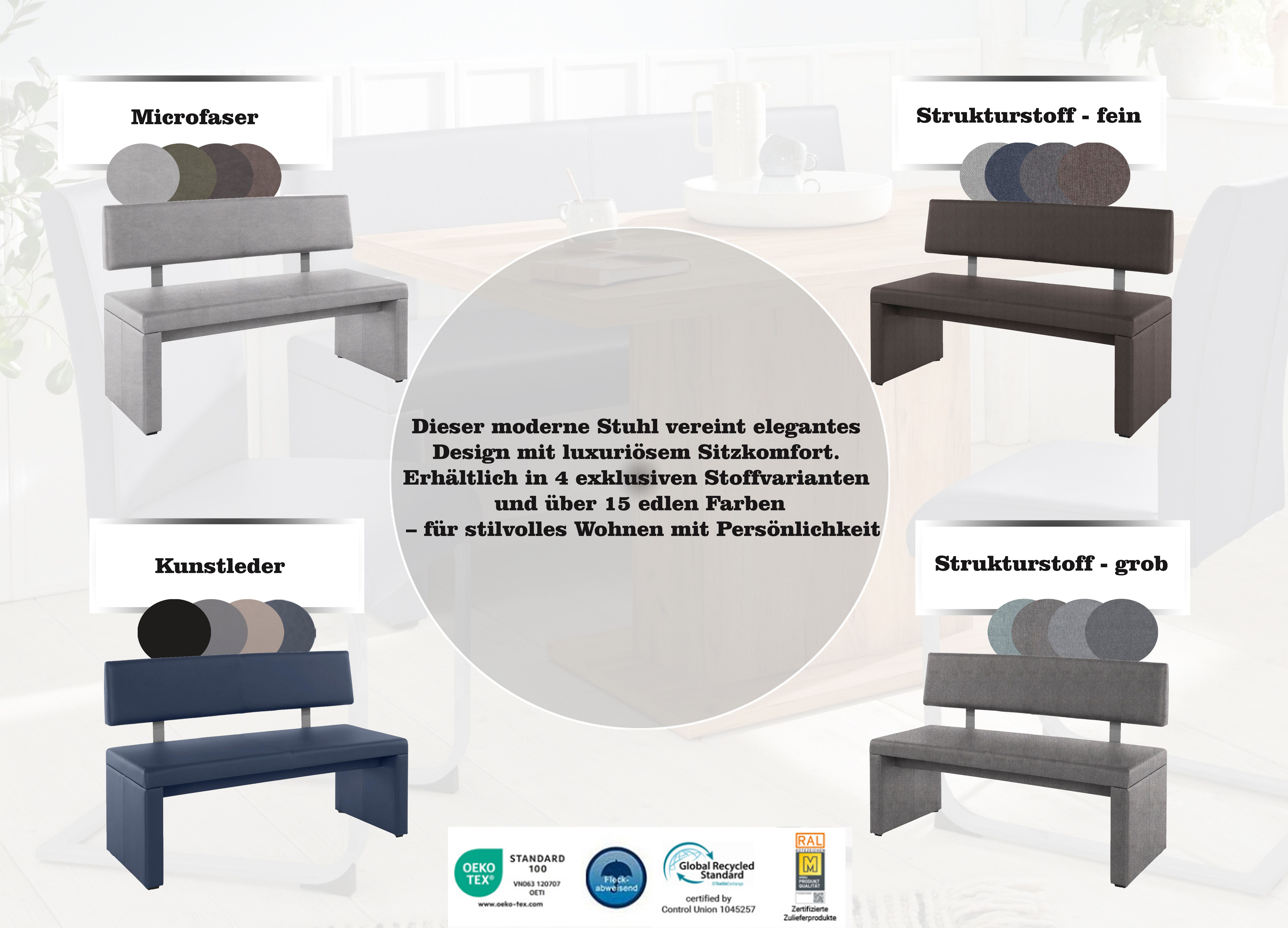 Home affaire Sitzbank Charissa, mit Lehne, Breite 140, 160 oder 180 cm