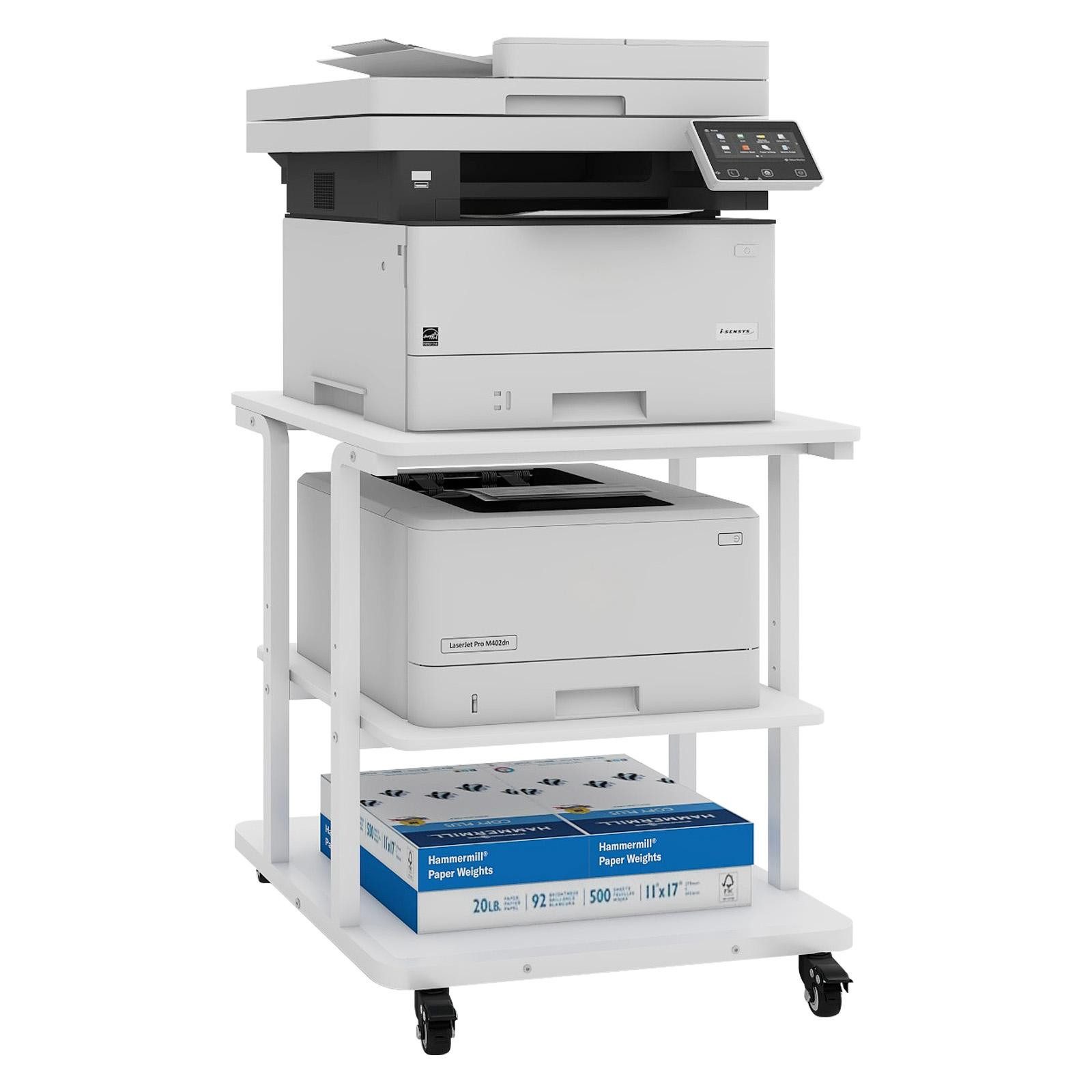 PUNCIA Druckertisch 3 Schichten 60x50cm Heim Büro mit Raddrucker Aufbewahrungshalter Tisch (1-St)