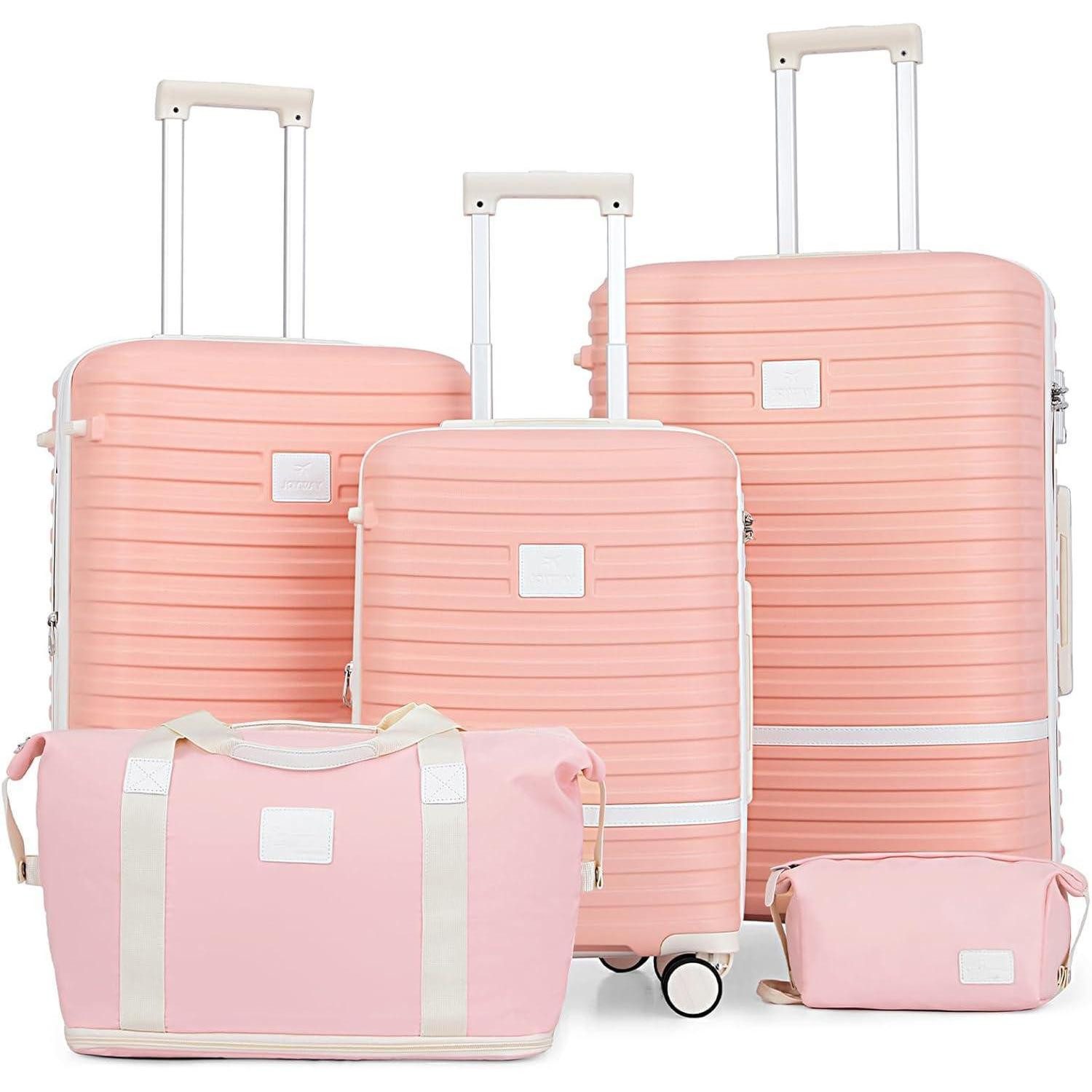 LuxusKollektion Kofferset Kofferset Spinner-Rad TSA-Schloss 3tlg Hartschalen-Reisegepäck Pink
