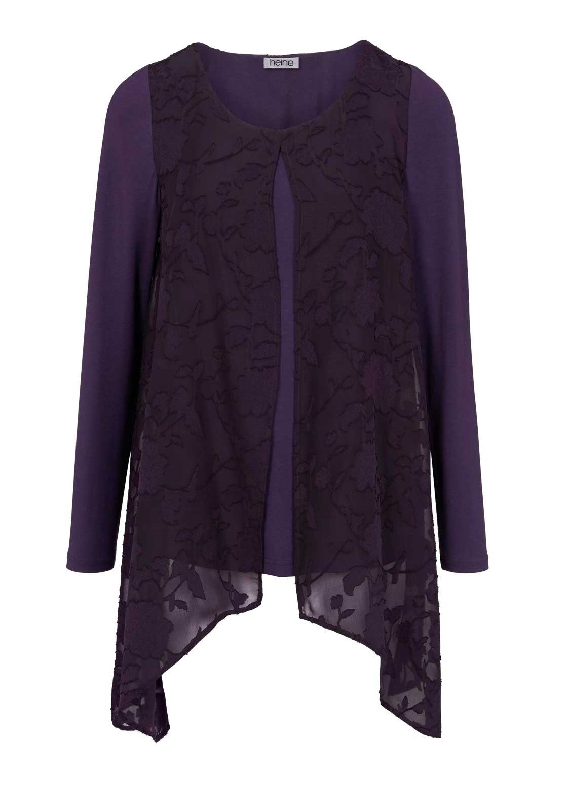 ASHLEY BROOKE BY HEINE Rundhalsshirt Ashley Brooke Damen Designer-2-in-1-Shirt, pflaume mehr