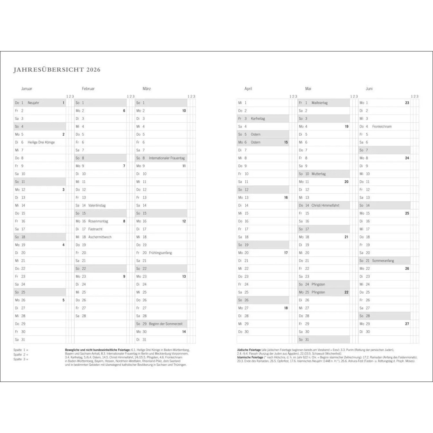 HEYE Taschenkalender Diario Wochen-Kalenderbuch A6, schwarz 2026