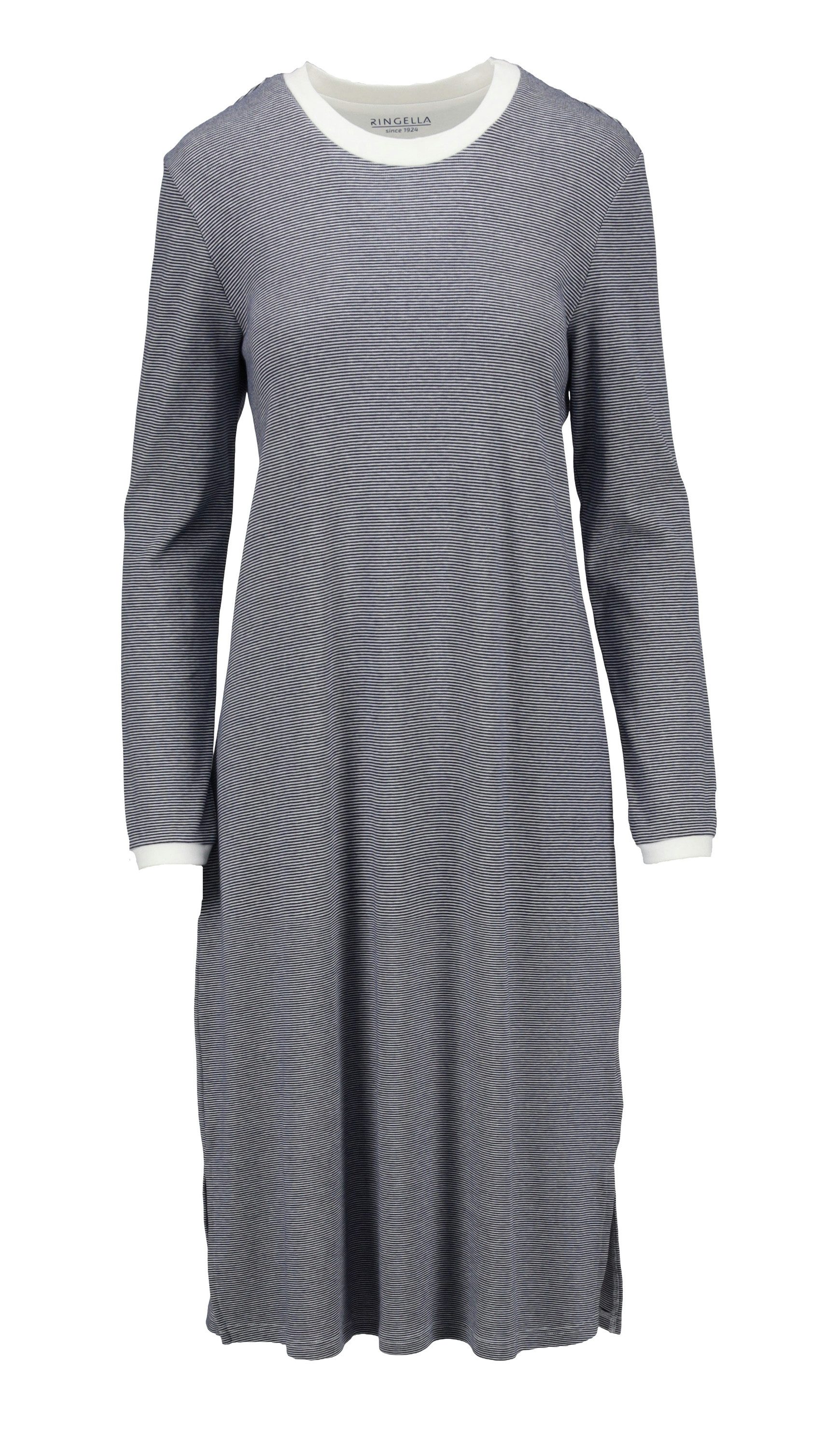 Ringella Nachthemd Ringella Damen Nachthemd Langarm Interlock Streifen Night (1-tlg) Damen Nachthemd mit vielen Katzen