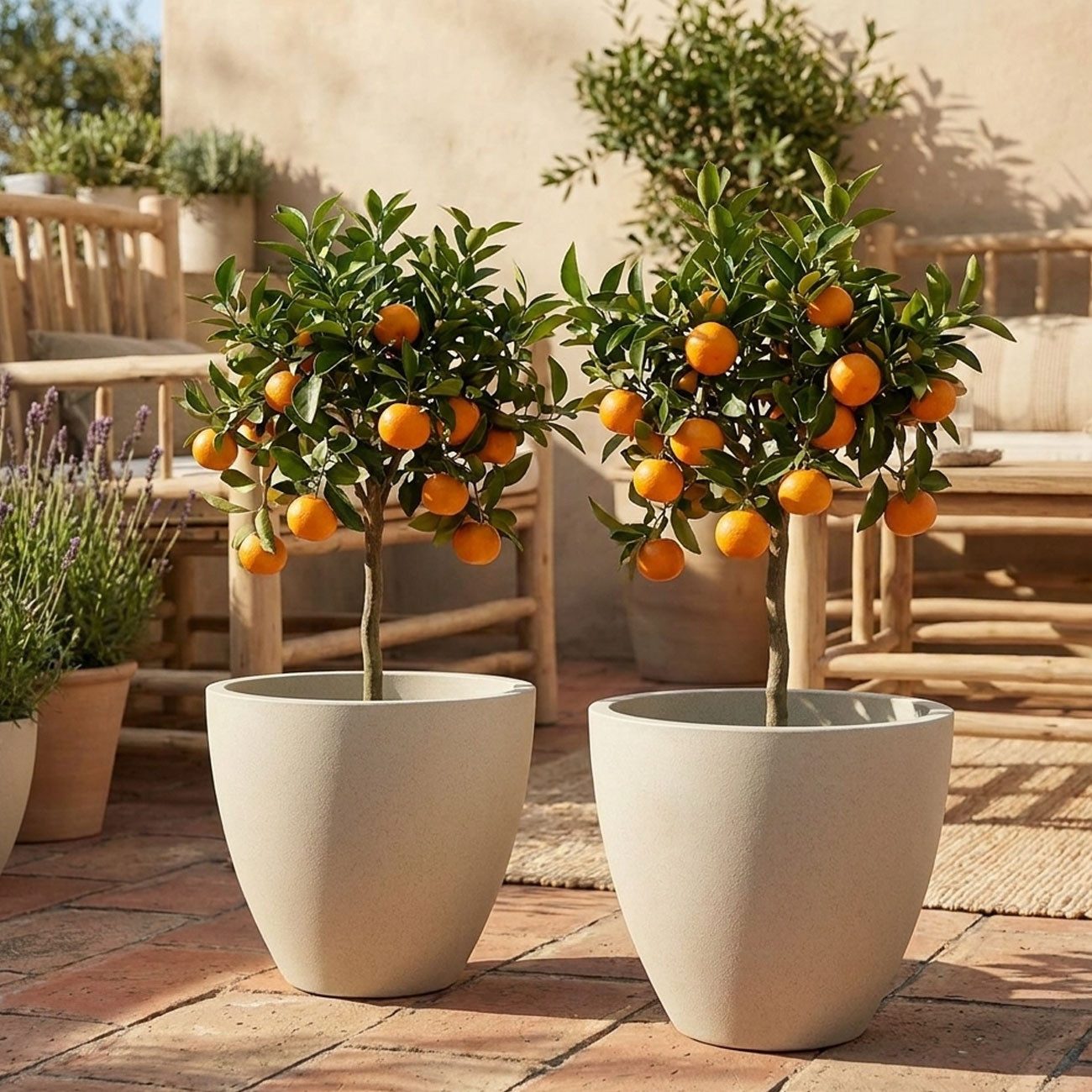 Prosperplast Pflanzkübel Ethick Moderner Pflanzkübel rund Ø58cm Sand 86L Blumentopf frostsicher (2 St., 1er-Set & 2er-Set & 3er-Set), 58,0 x 50,0 cm Kunststoff-Pflanzkübel/UV-Schutz/Wasserauslass