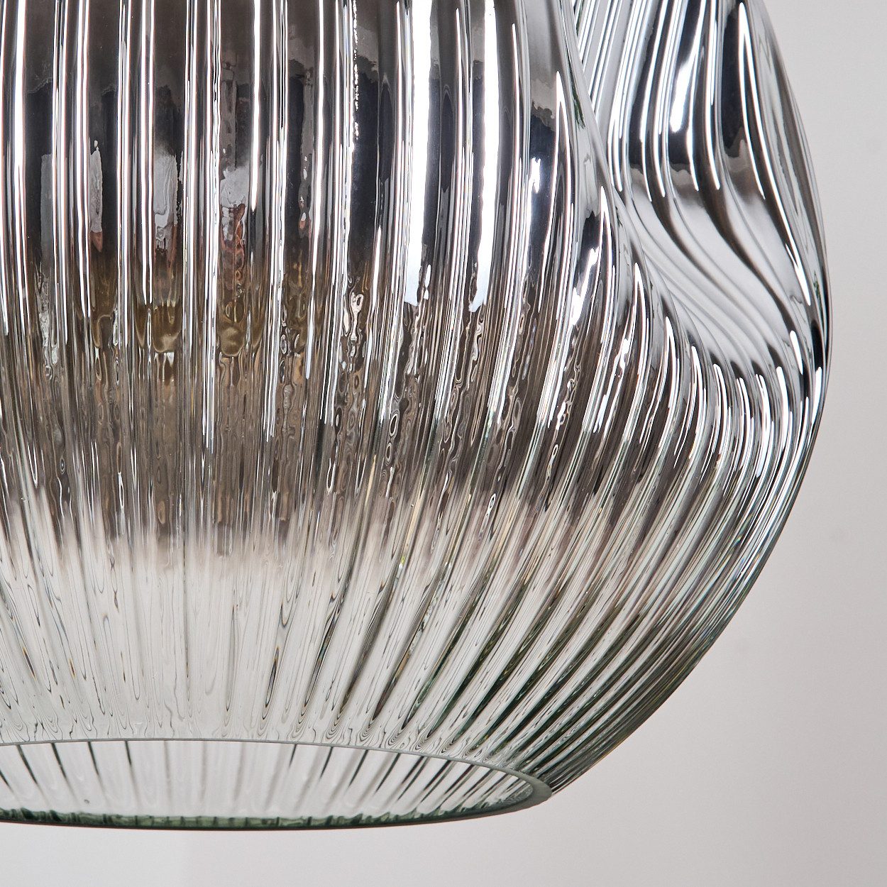 hofstein Hängeleuchte Hängelampe Metall/Riffelglas in Gold/Chrom/Rauch/Kupfer/Bernstein/Klar, Hängeleuchte im Retro/Vintage-Design (15; 20; 25; 30 cm),4xE27