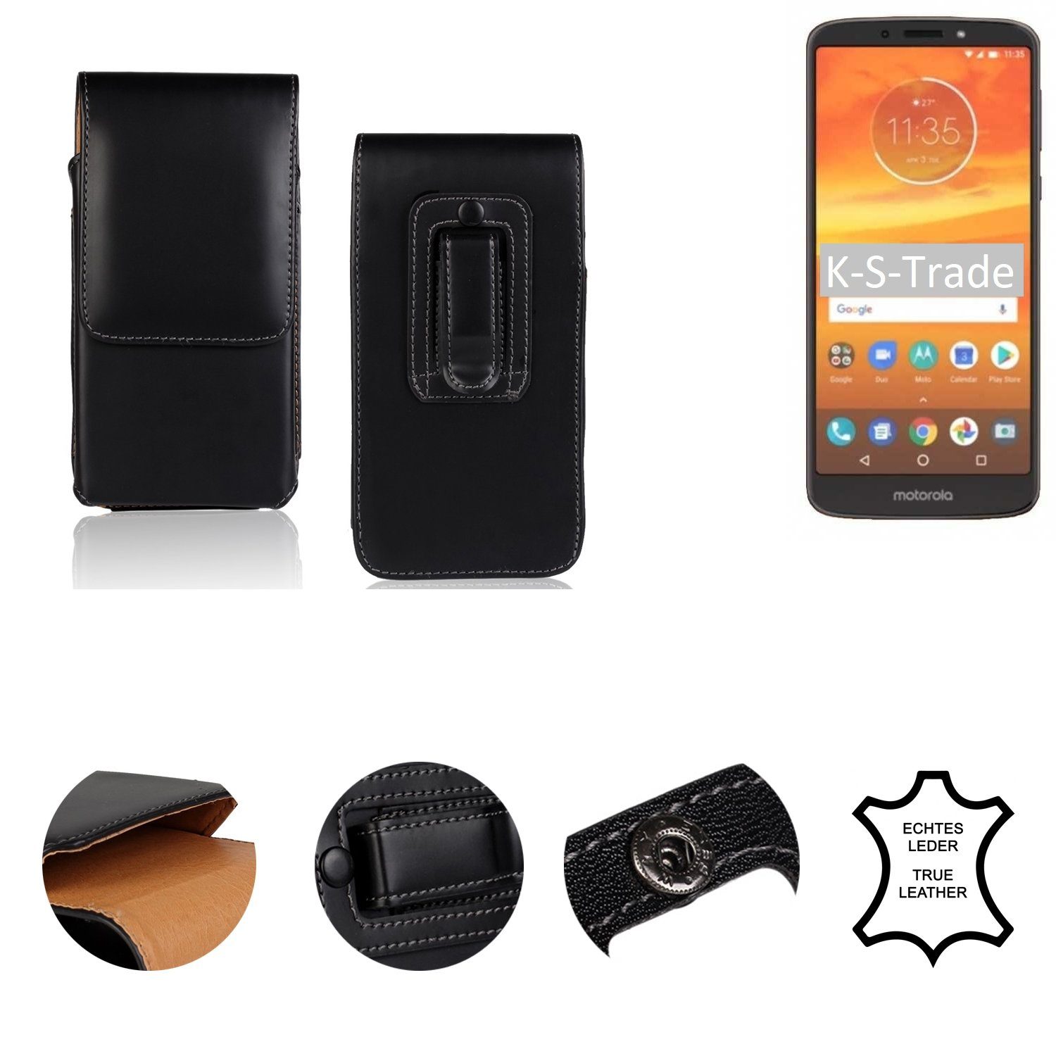 K-S-Trade Handyhülle für Motorola Moto E5 Plus, Holster Gürtel Tasche Handy  Hülle Schutz Hülle Handyhülle Leder