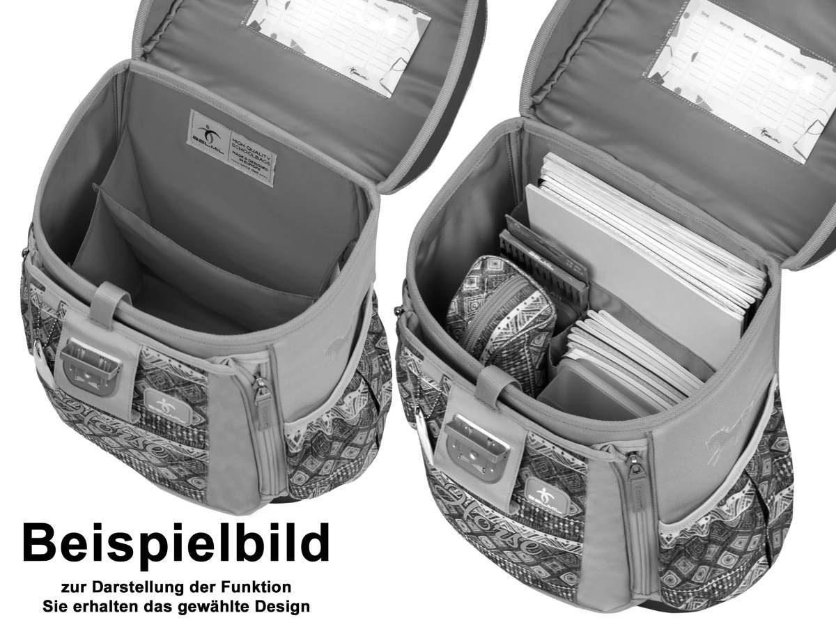 Belmil Schulranzen "Compact" 2025 mit Magnetverschluss, Wolf, 4tlg. Set ab 1. Klasse, Grundschule, Einschulung, für Jungen