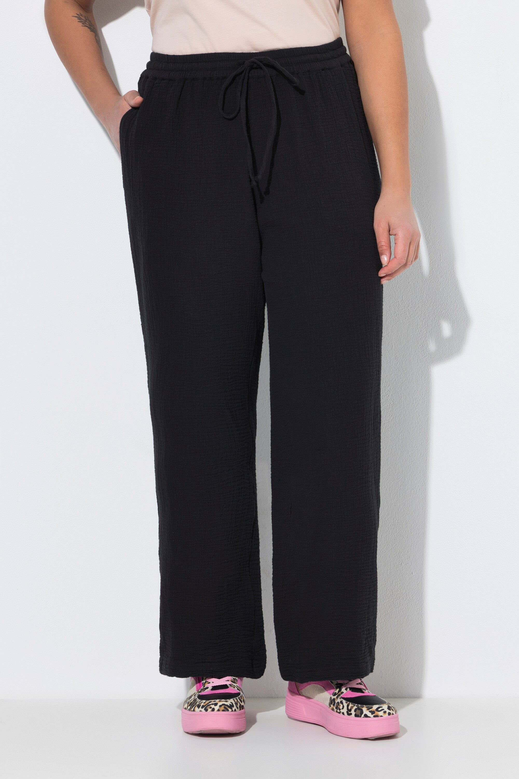 Angel of Style Schlupfhose Musselinhose weites gerades Bein Elastikbund