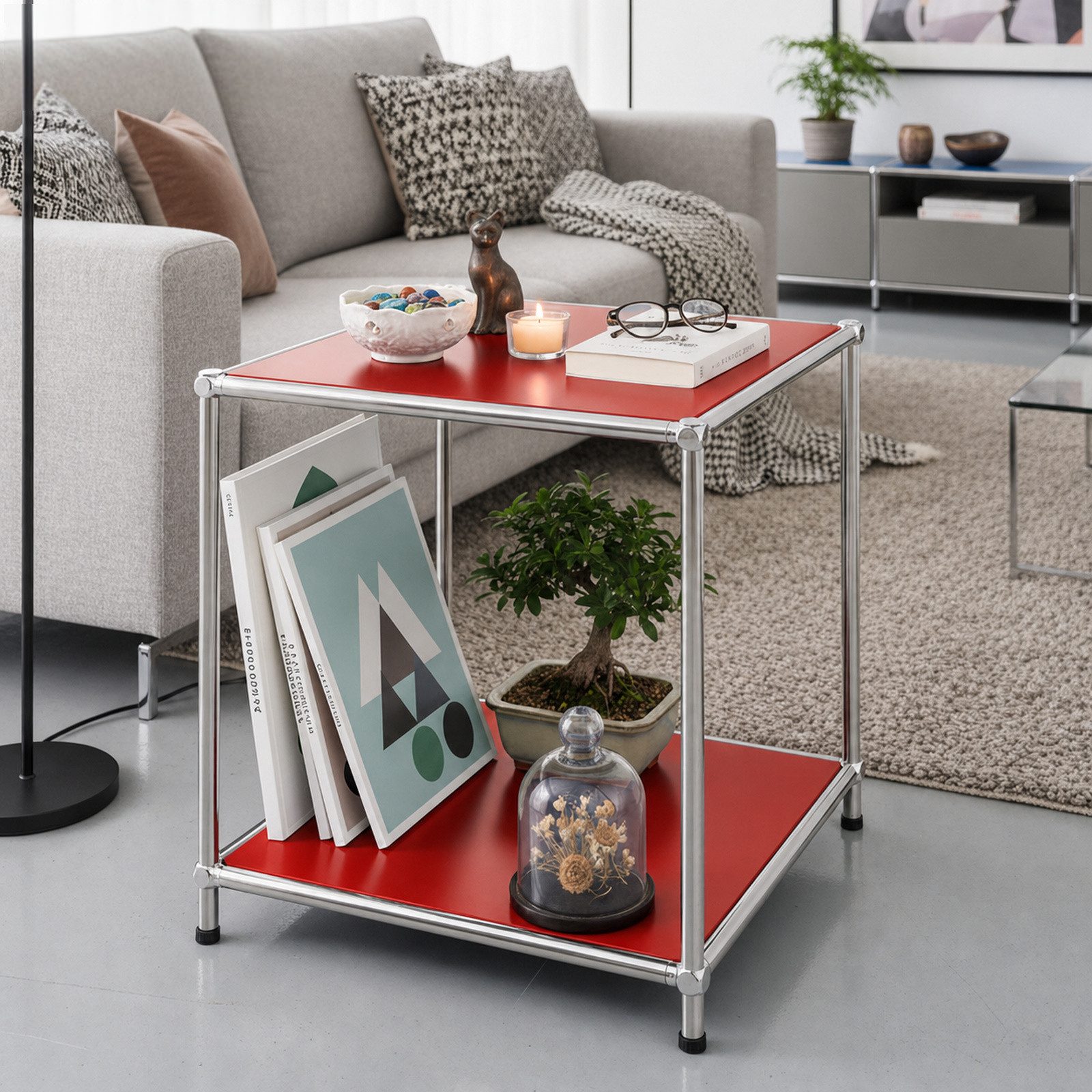 Floordirekt Standregal Concept Epure MK-012 Metallregal, B40 × T40 × H46 cm, diverse Farben, modular, Beistelltisch mit offenen Ablagen, verchromtes Metallgeste – Bild 2 von 5