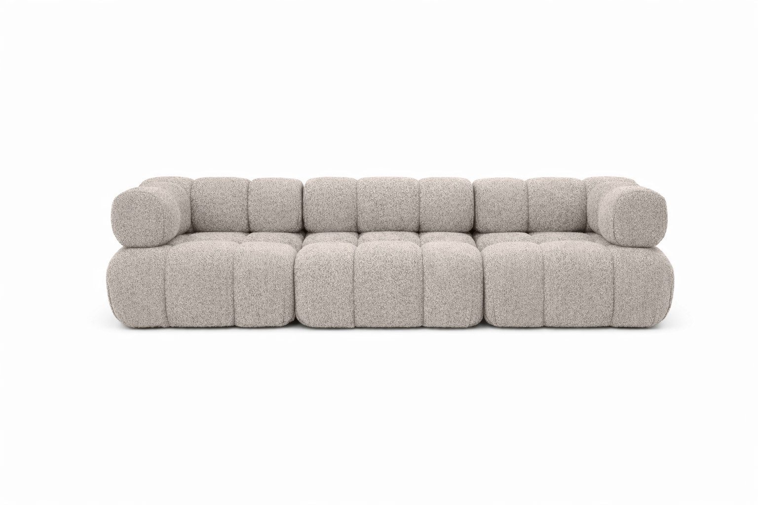 Kaiser Möbel Sofa Modulares 3-Sitzer-Sofa, gerade Couch, Bouclé-Stoff Abriamo, Selia, Bouclé-Stoff Abriamo,modulares System,weiche, abgerundete Form