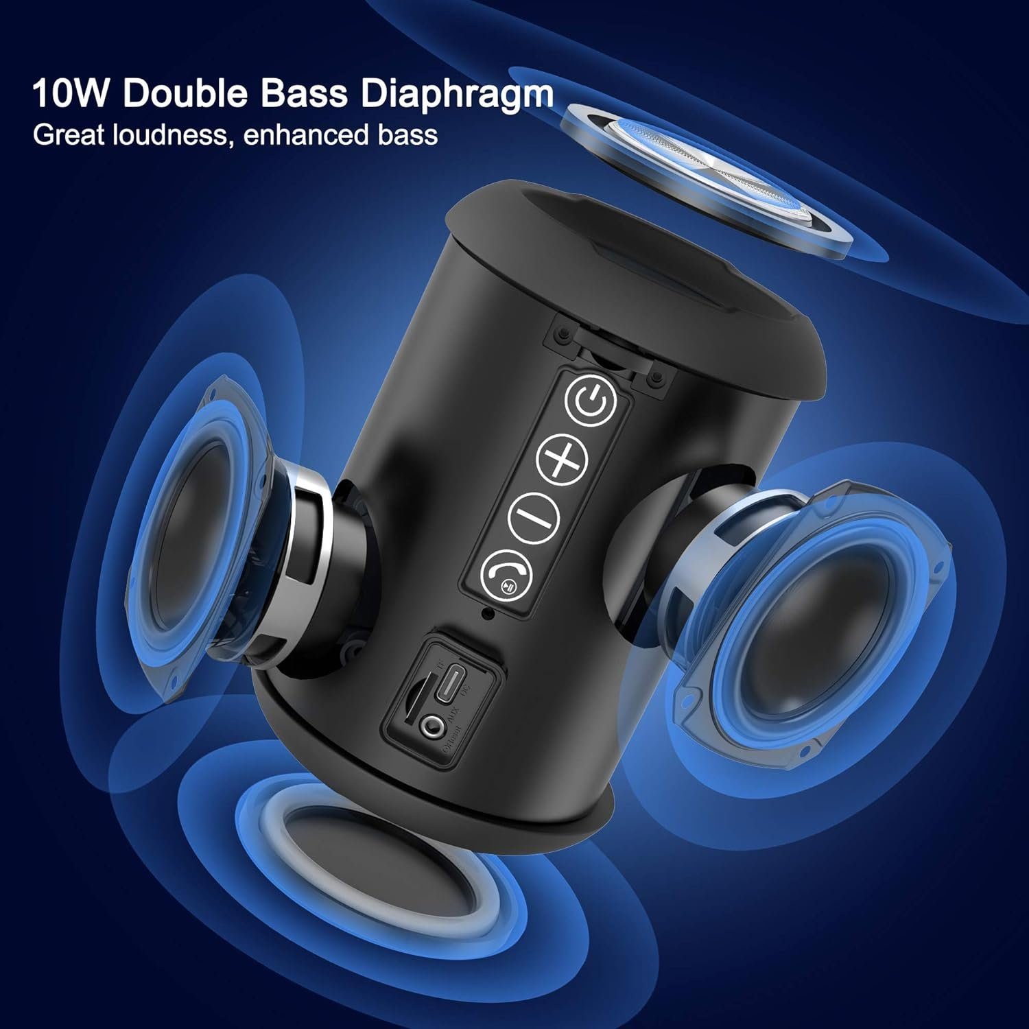 10 Lautsprecher - (Bluetooth, W, Bass) LED Stereo Bluetooth Lautsprecher Enormer Boxen Licht mit Tragbarer Ortizan