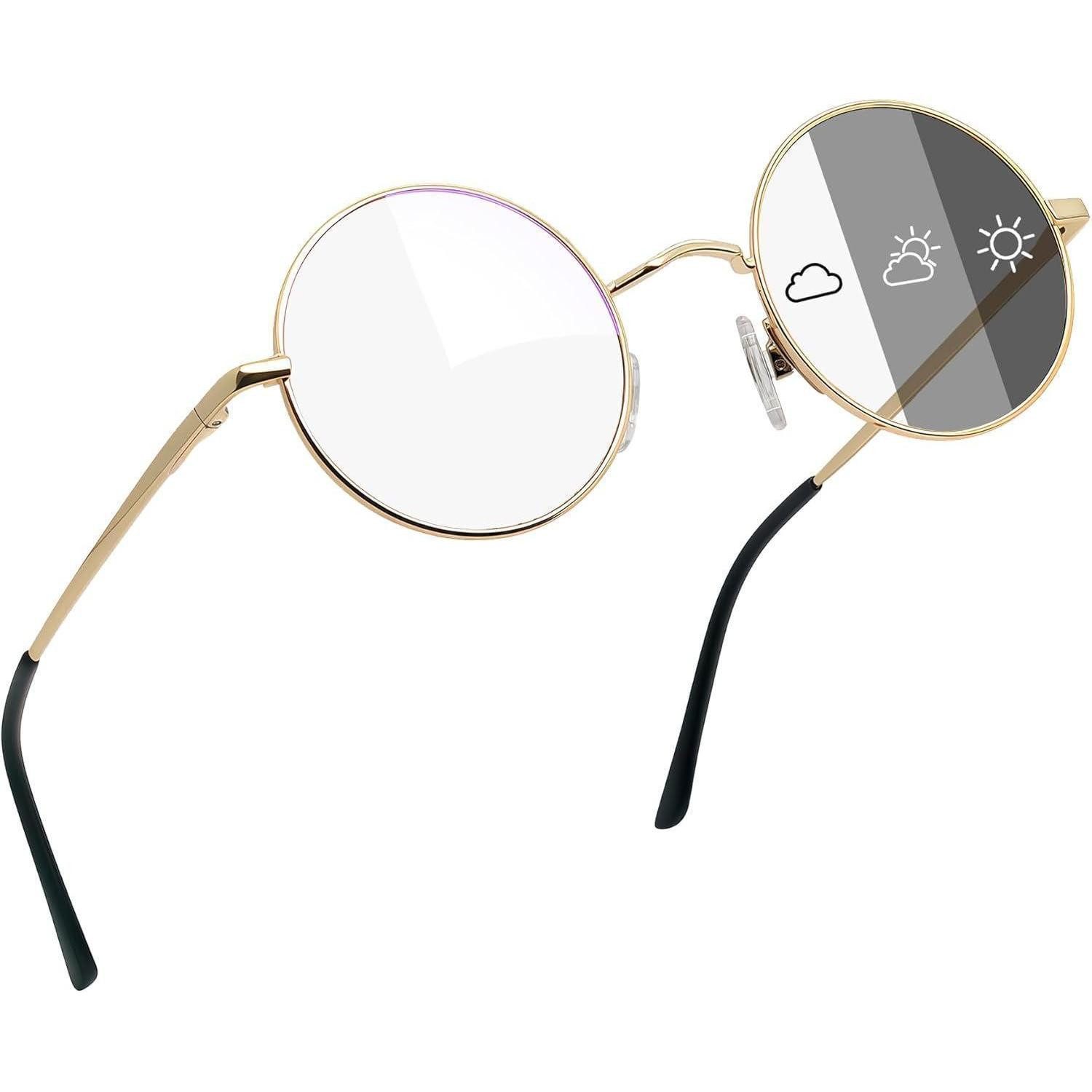 LuxusKollektion Retrosonnenbrille Sonnenbrille A21 gold Rahmen photochrome Linsen Wie die Bilder