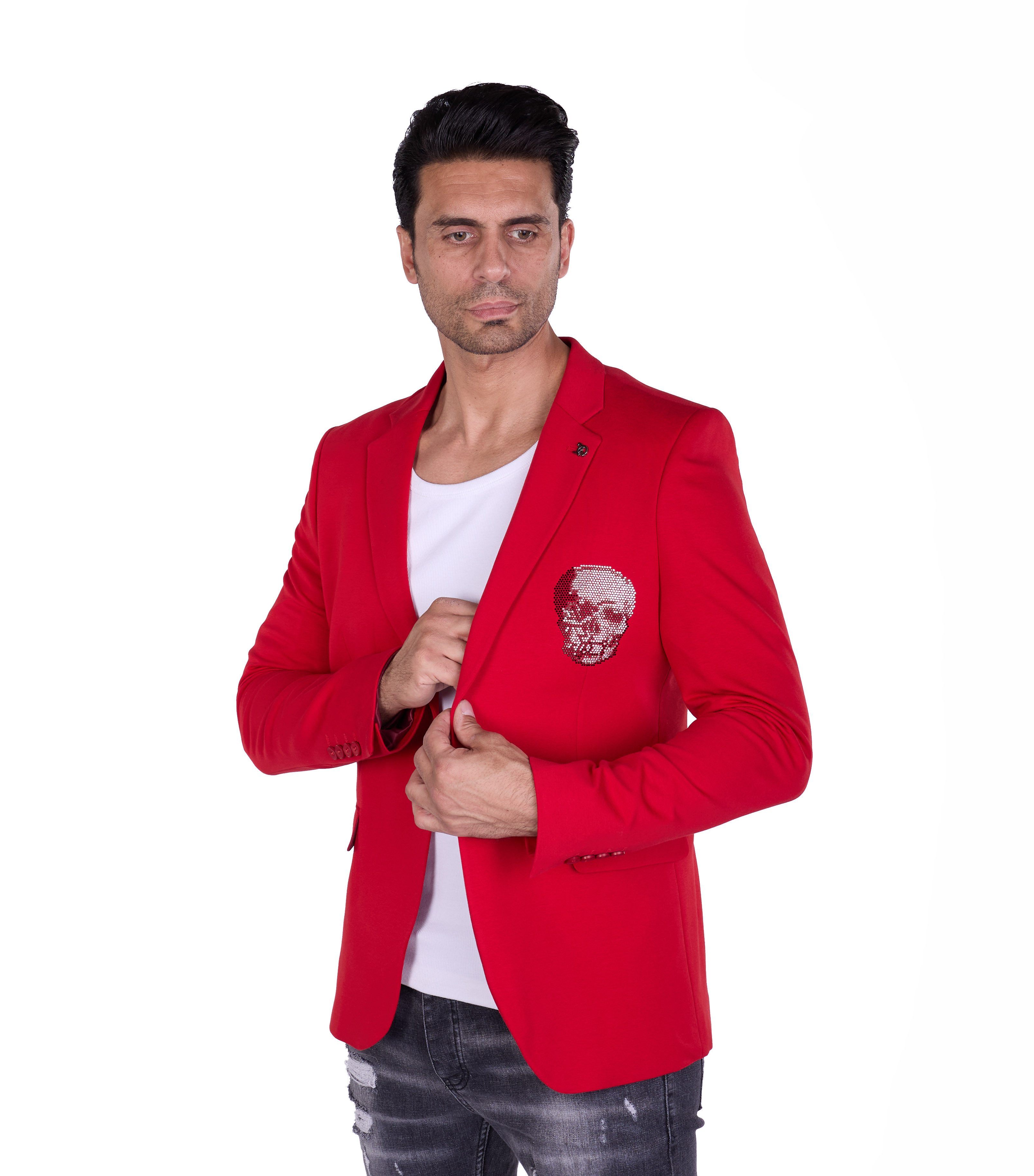 Denim Distriqt Jerseysakko Elegantes Totenkopf Sakko günstig online kaufen