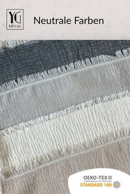 Tagesdecke Musselin, 100% Baumwolle 150 x 200 cm, YENGAS, zweifarbige Wendedecke zum Kuscheln oder als trendiger Überwurf