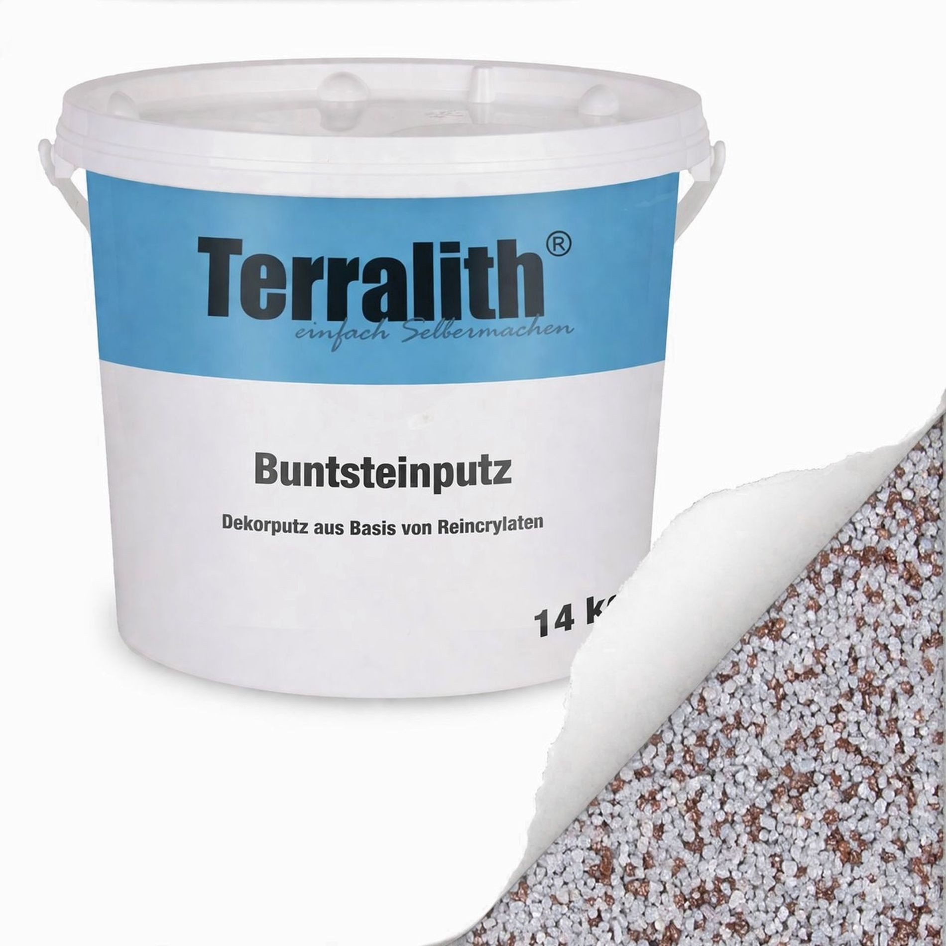 Terralith® Kunstharzputz Buntsteinputz Mosaikputz 1mm -14 kg- BSP1135 (Eimer, Verarbeitungsfertig) Dekorationsputz aus Marmor-Granulat bzw. eingefärbter Körnung