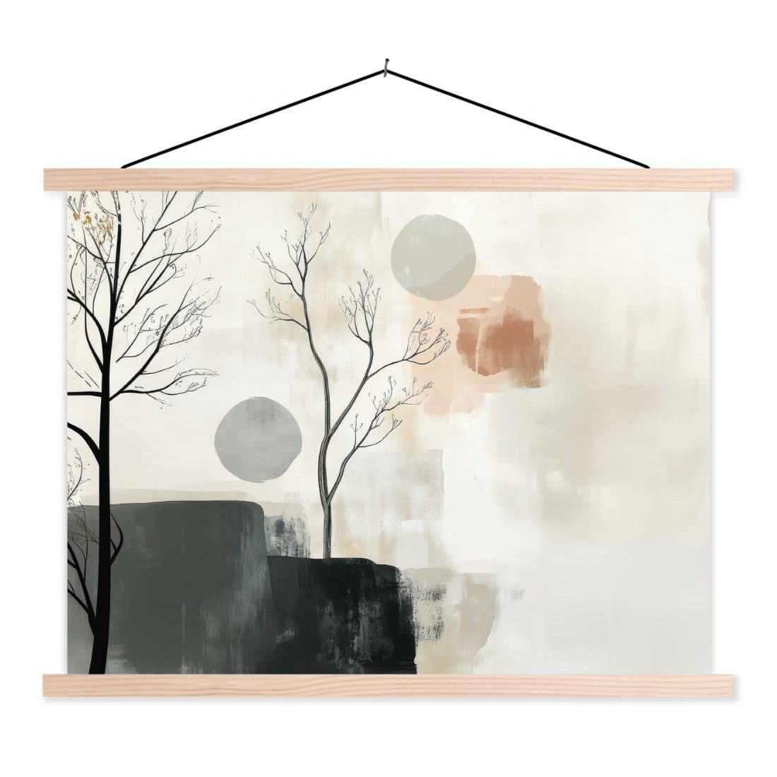 MuchoWow Poster Wabi sabi - Beige - Pflanze, (1 St), Posterleiste, Textilposter für Wohnzimmer, Bilderleiste, 40x30 cm