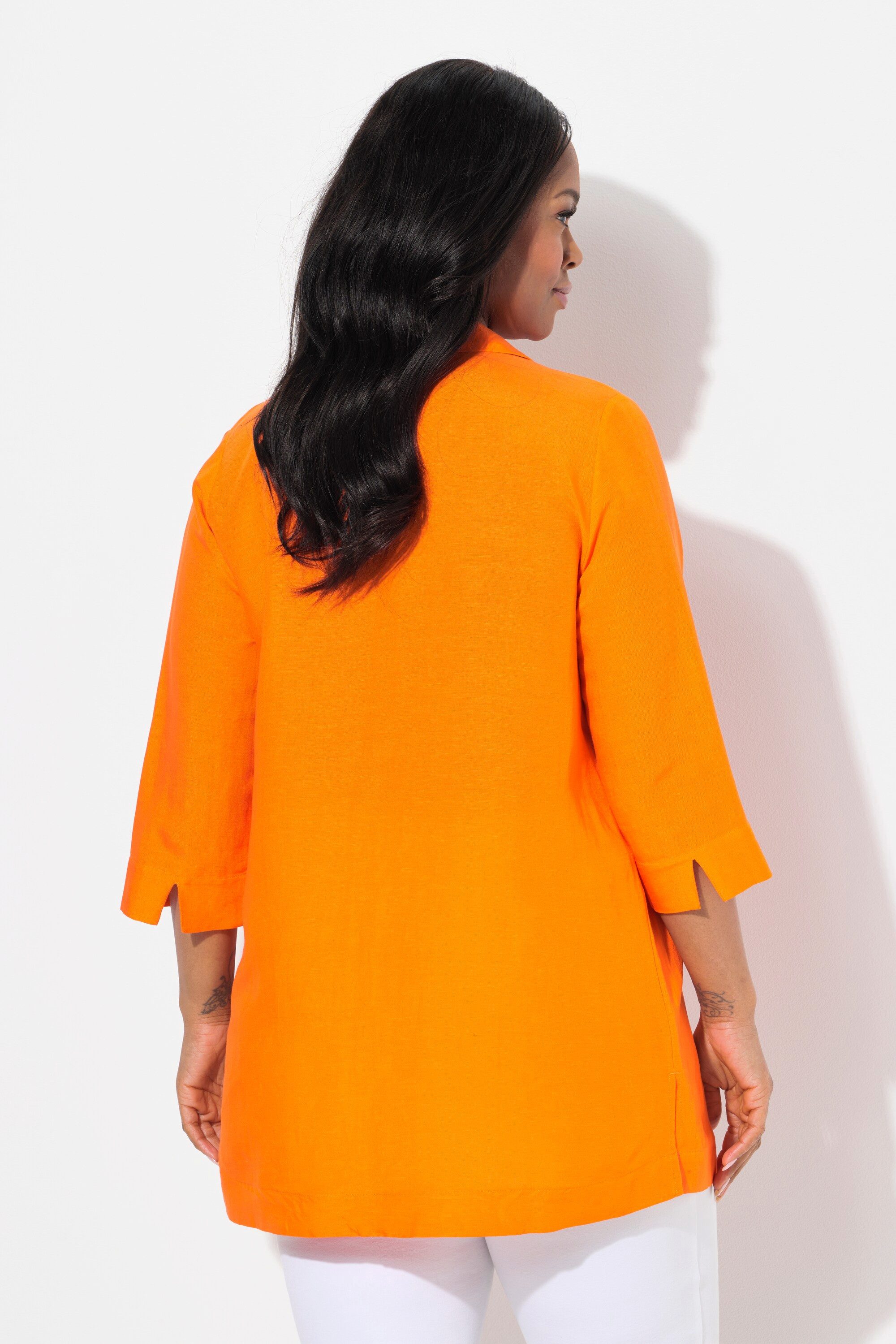 Ulla Popken Spitzenbluse Longtunika A-Linie Hemdkragen 3/4-Arm