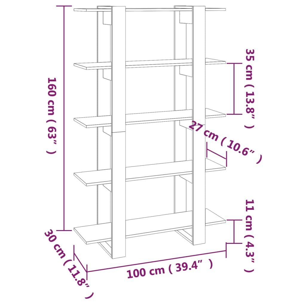 cm, Bücherregal/Raumteiler 1-tlg. vidaXL Bücherregal Weiß 100×30×160