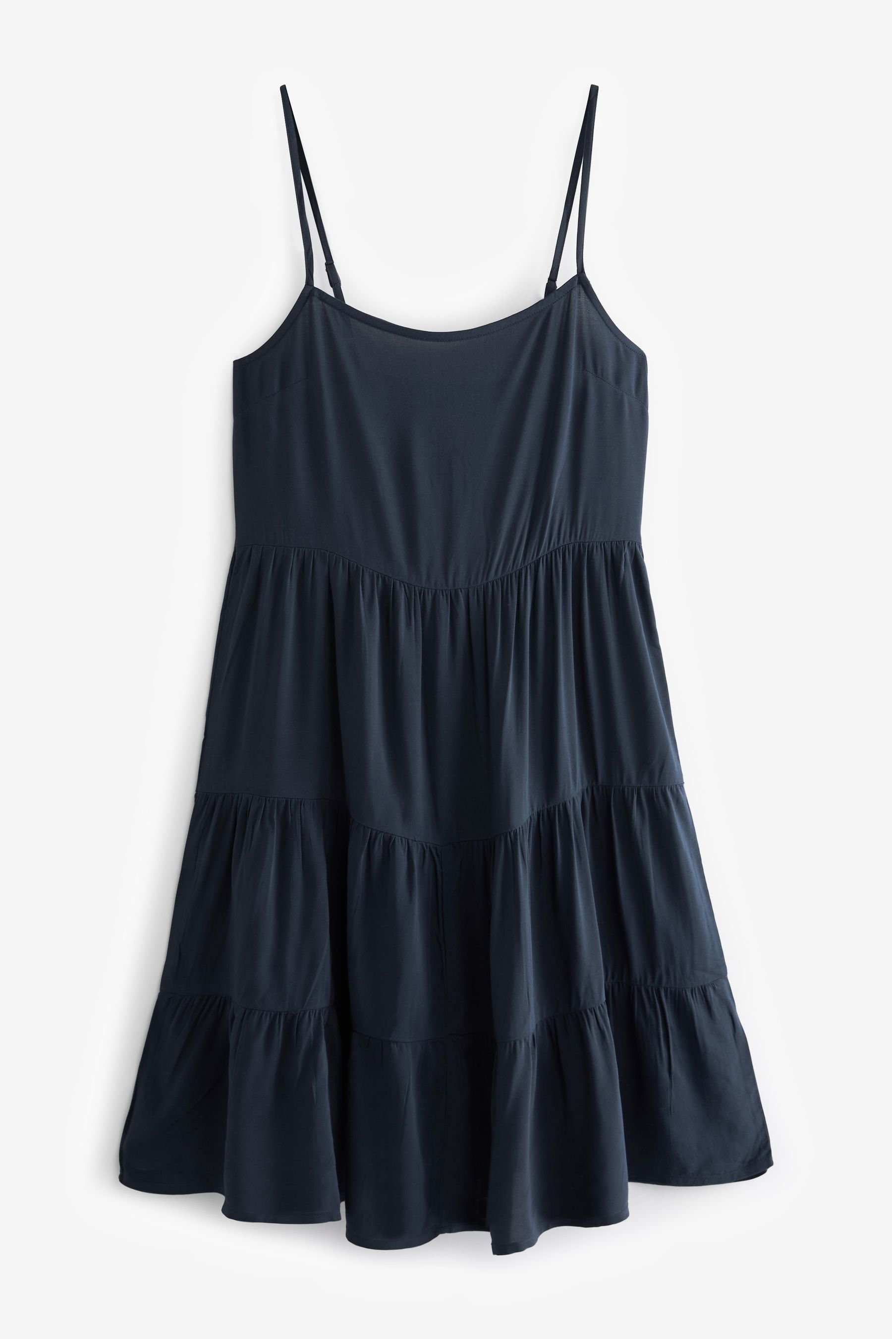 Next Sommerkleid Gestuftes Minikleid mit Spaghettiträgern (1-tlg) Navy Blue