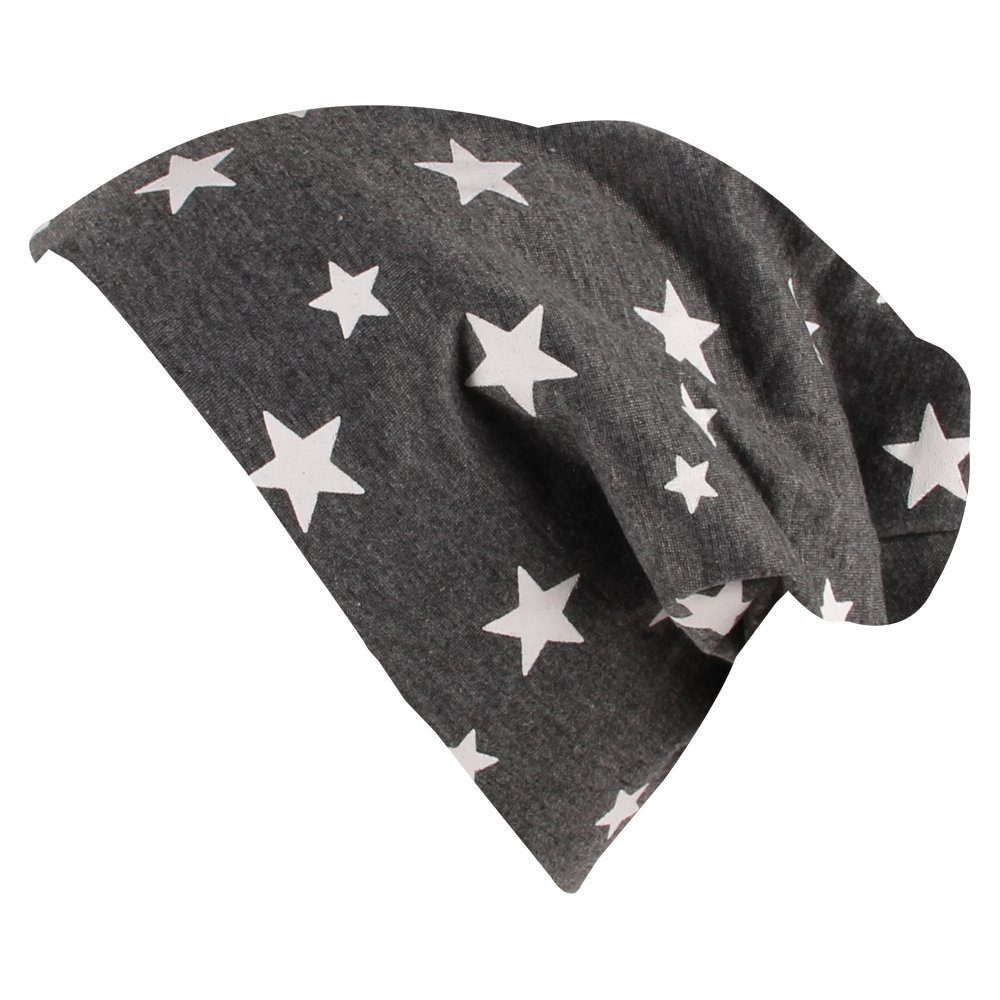 Shirts Beanie grau Sternen mit Tini Beanie elastische - Mütze mit Mütze Sternen