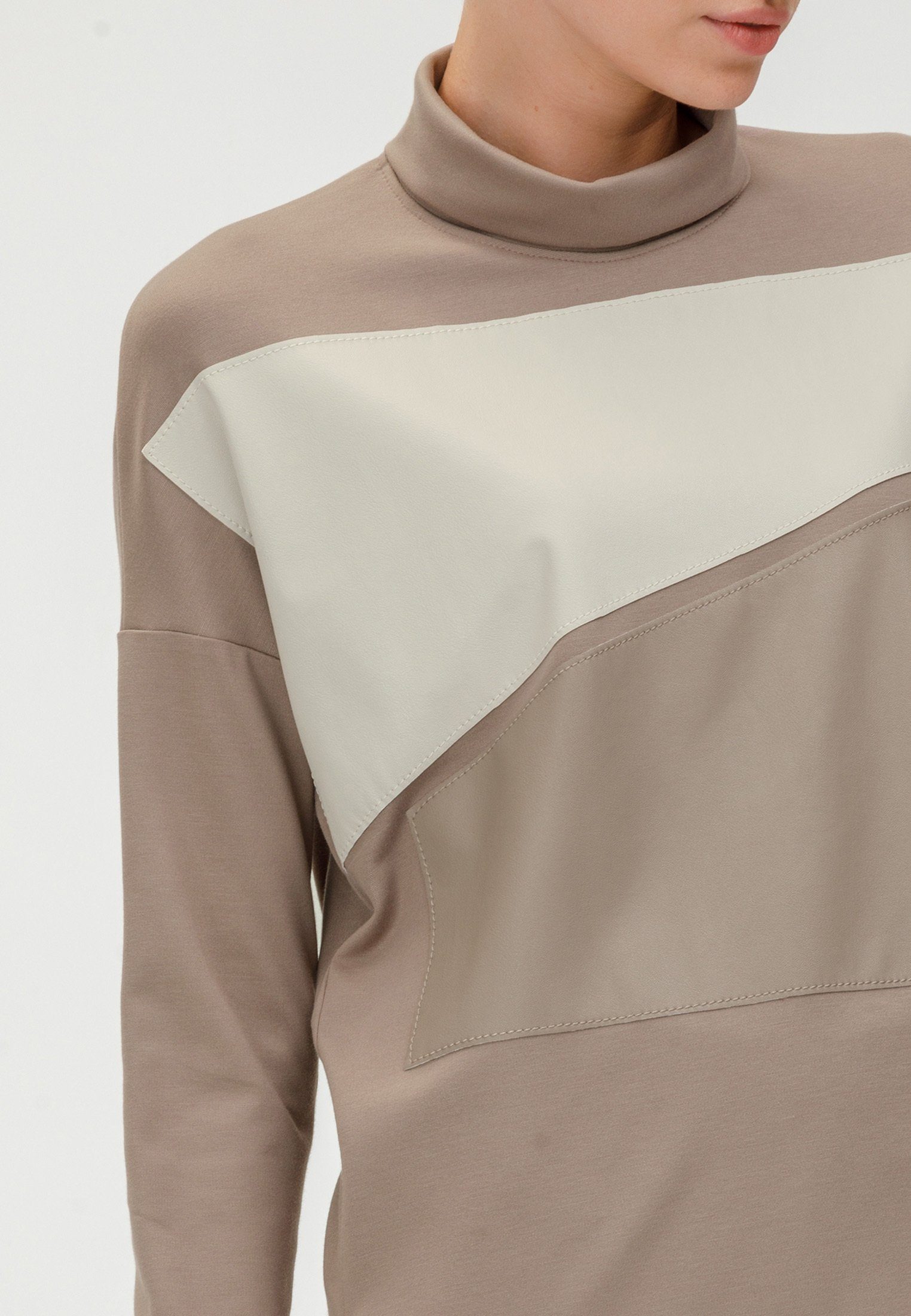 HELMIDGE Kurzer Rollkragen beige Rollkragenpullover