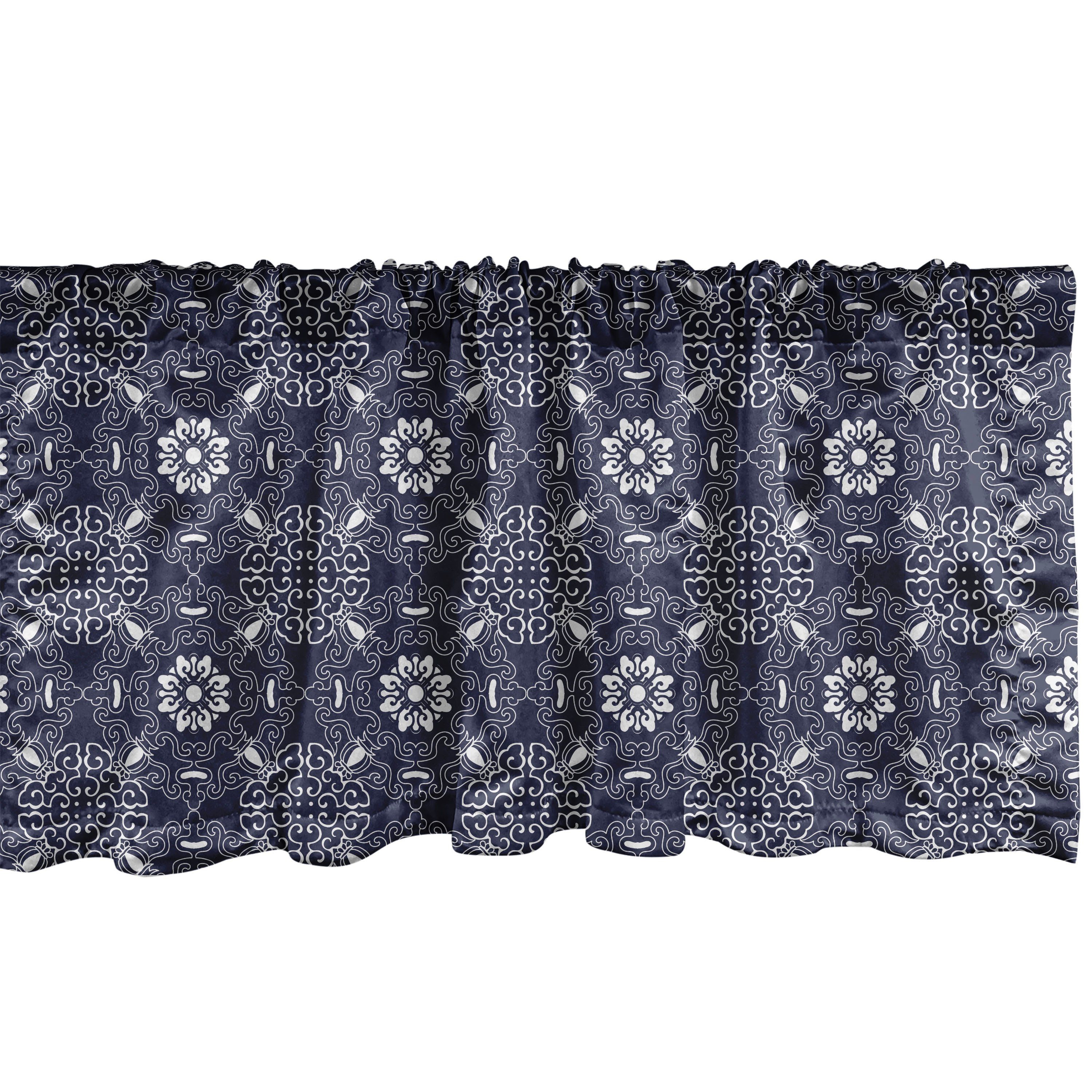Scheibengardine Vorhang Volant für Küche Stangentasche, Curves Microfaser, Spiralen mit Orientalisch Dekor Schlafzimmer Abakuhaus, Vintage