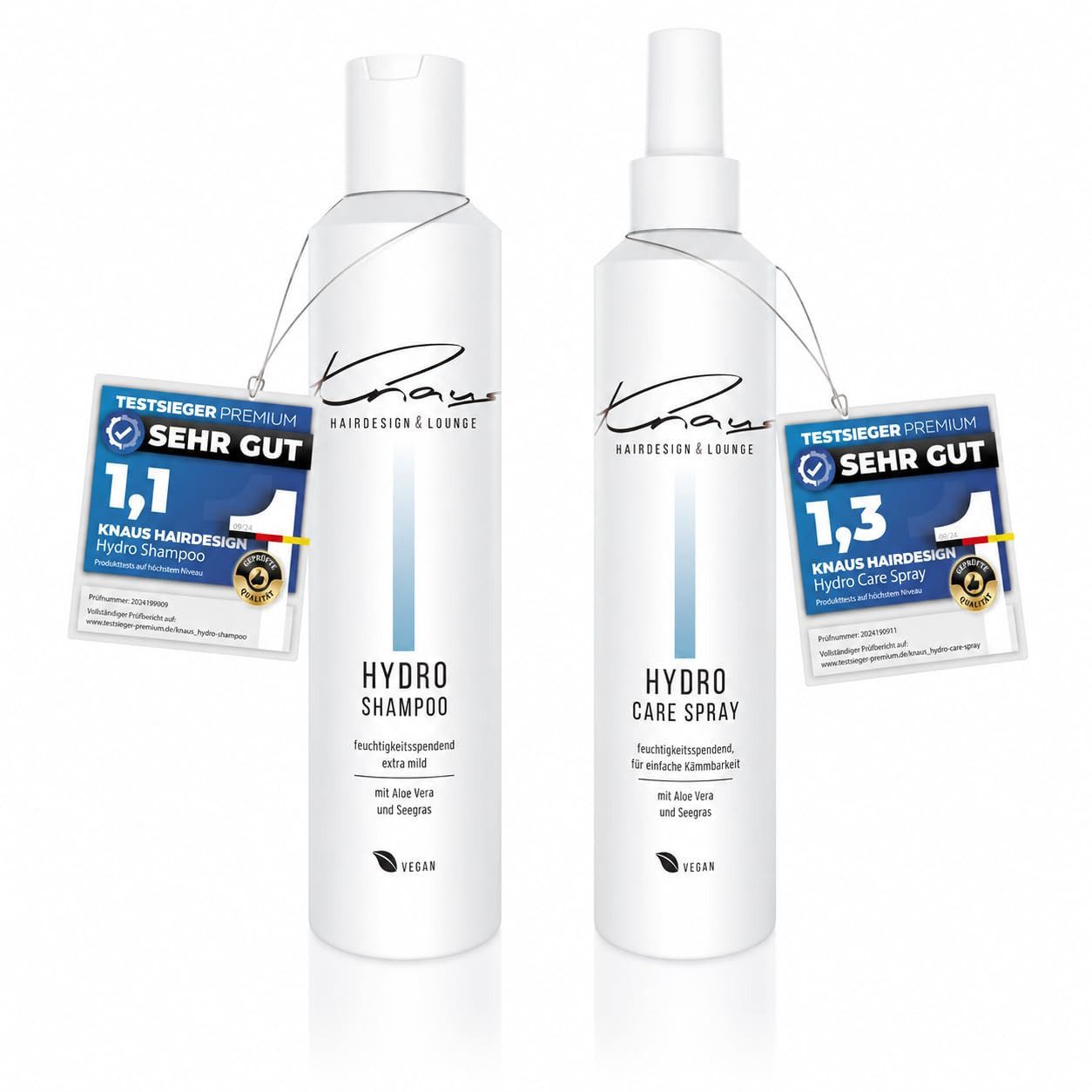 Knaus Hairdesign Haarpflege-Set HYDRO Refresh Set - Shampoo 200ml und Leave In Care Spray 200ml, 2-tlg.