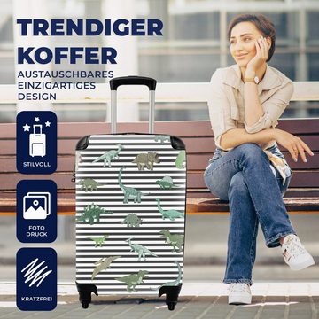 MuchoWow Handgepäckkoffer Kinderzimmer - Schwarz - Dinosaurier - Jungen - Mädchen - Kinder, 4 Rollen, Reisetasche mit rollen, Handgepäck für Ferien, Trolley, Reisekoffer