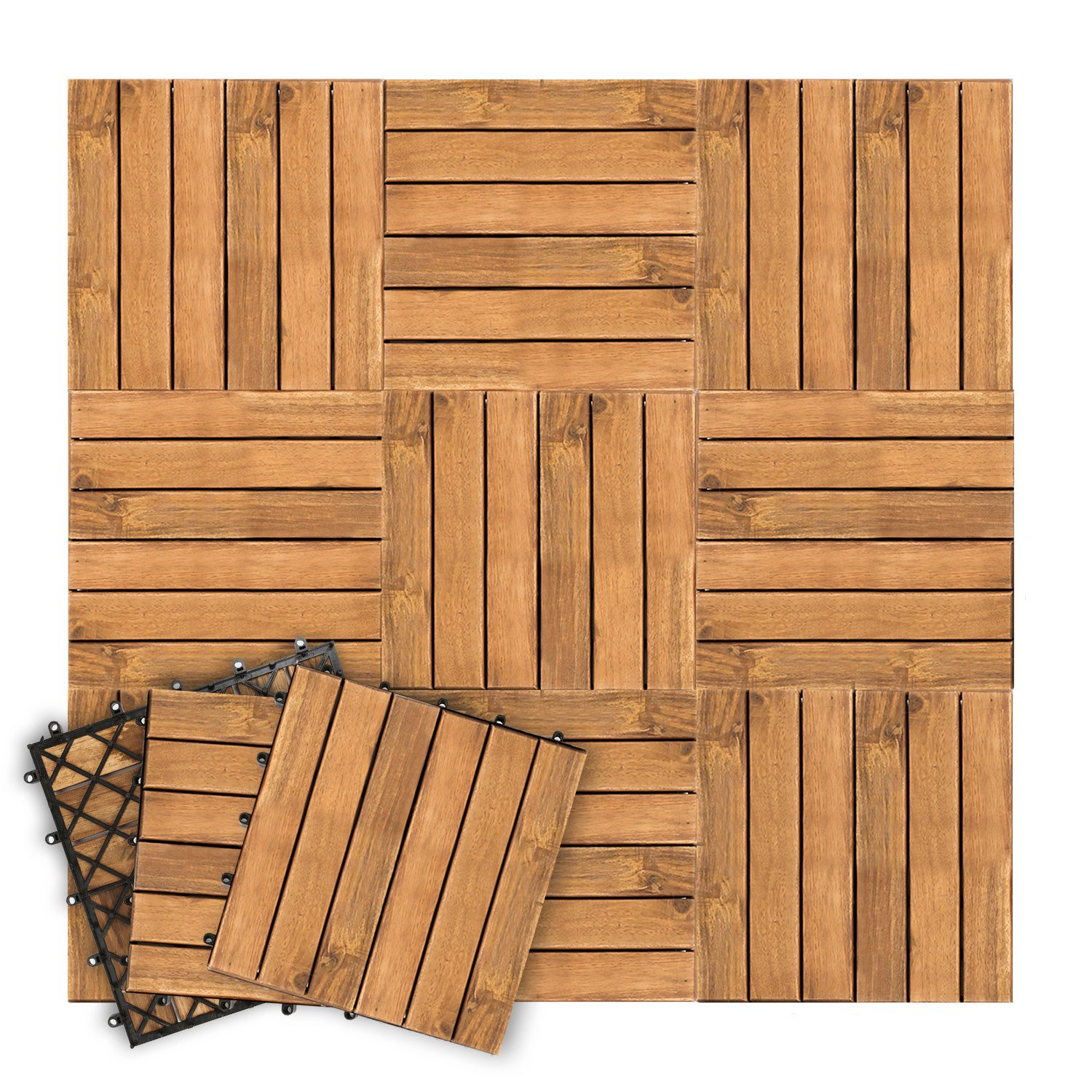 Clanmacy Holzfliesen Terrassenfliesen 11st-110st, Akazienholz Gartenfliesen günstig online kaufen