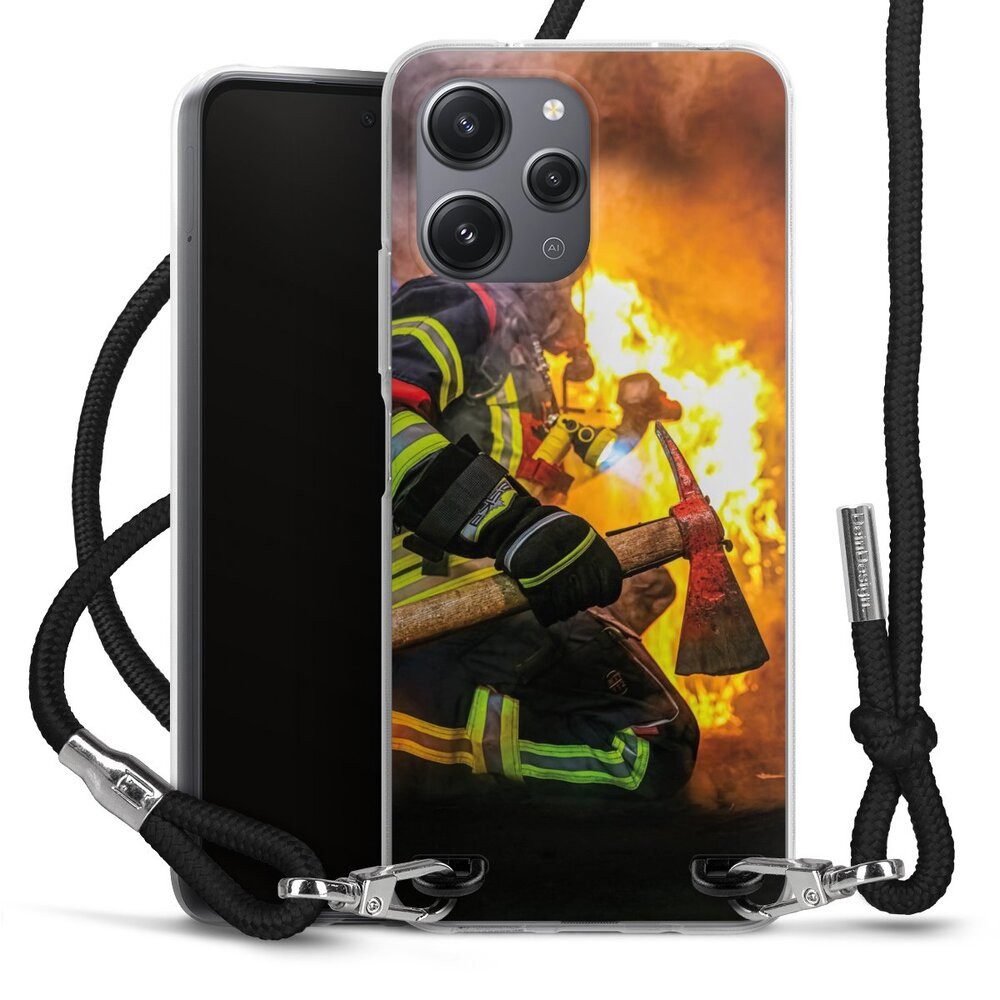 DeinDesign Handyhülle Feuerwehr Feuer Lebensretter Volunteer Firefighter, Xiaomi Redmi 12 Handykette Hülle mit Band Case zum Umhängen