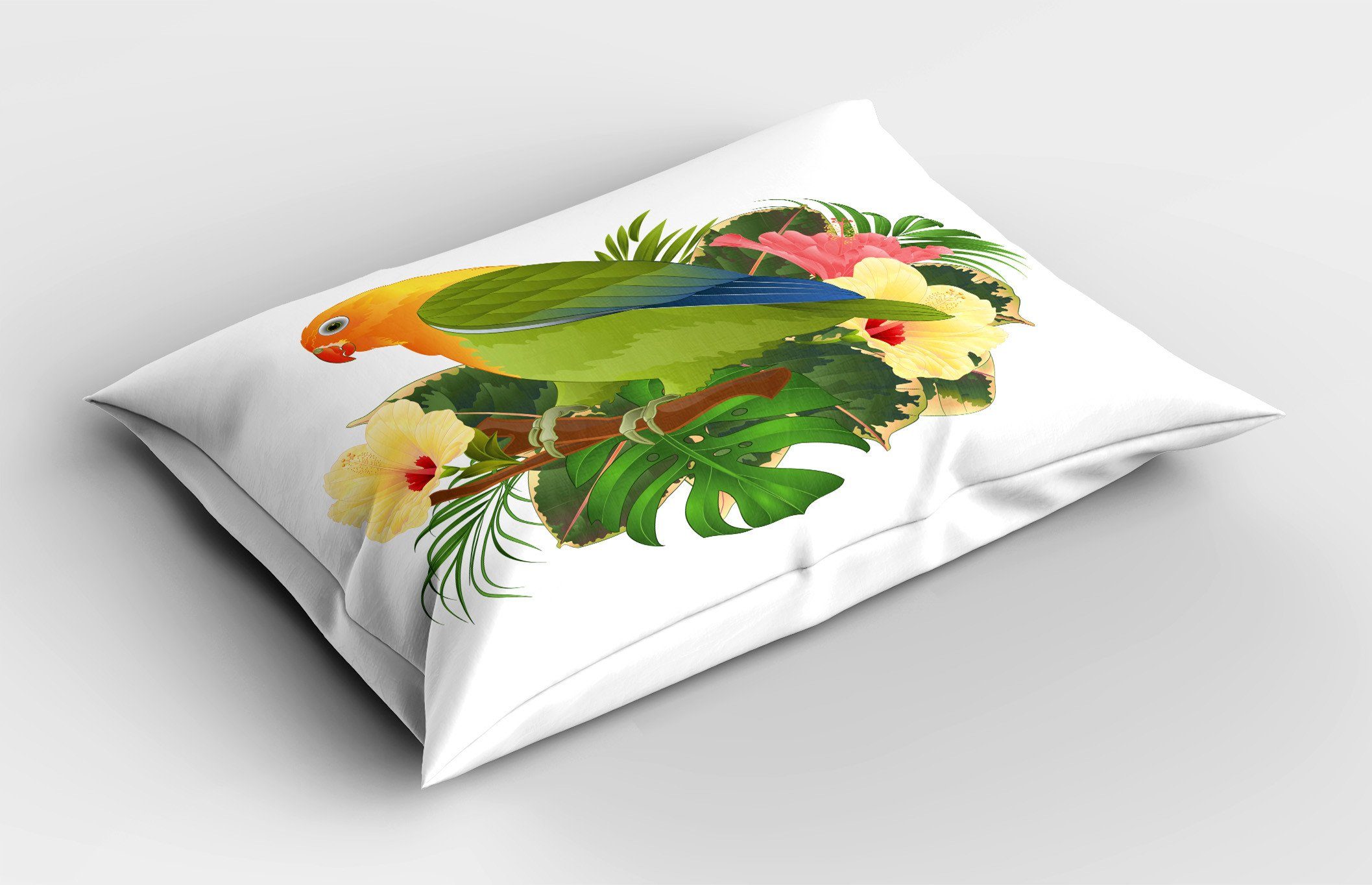King Stück), Tropisch Gedruckter Kissenbezüge (1 Parrot Dekorativer Size Standard Kissenbezug, Agapornis Abakuhaus Exotische