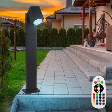 etc-shop LED Außen-Stehlampe, Leuchtmittel inklusive, Warmweiß, Farbwechsel, 2x Außen LED RGB Garten Steh Stand Lampe Leuchte Veranda Hof Weg