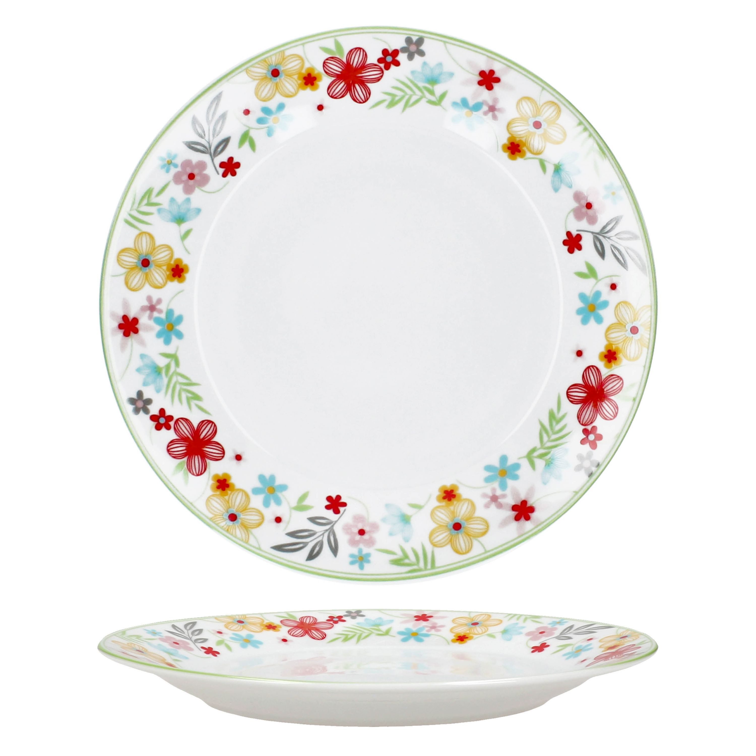 MamboCat Frühstücks-Geschirrset 18tlg Frühstücksset Variant Blümchen Porzellan 6 Personen, Porzellan