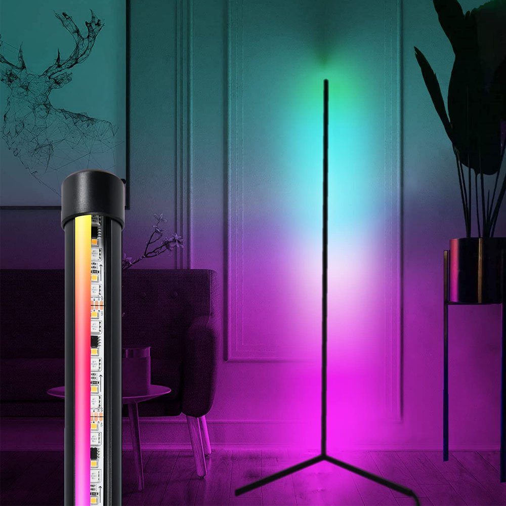 Dimmbar LED Fernbedienung mit integriert, Nachtlicht LED Smart mit 130cm,Musikmodi Smarte Farbwechsel Bluetooth-App, RGB Stehleuchte fest Farbwechsel, LED-Leuchte Lichtsaeule XERSEK