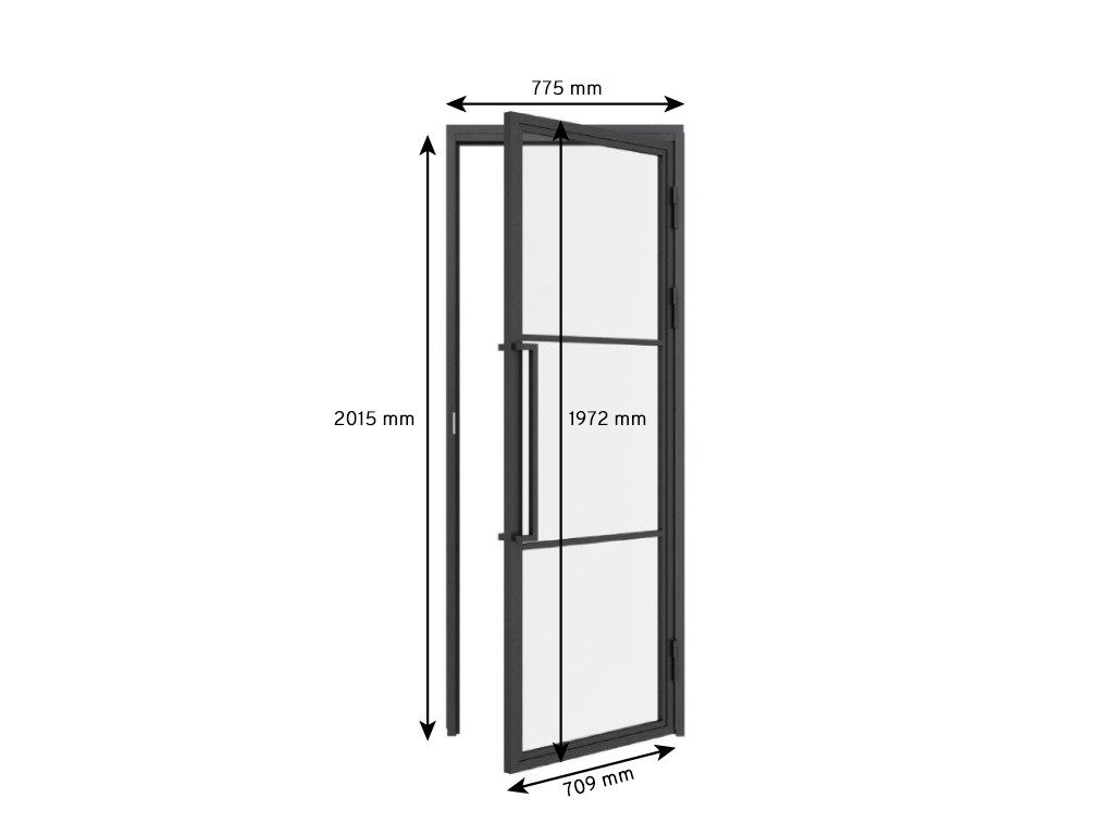 inova wohnen Zimmertür Klarglas mit schwarzem Stahlrahmen (Komplett Set), i günstig online kaufen