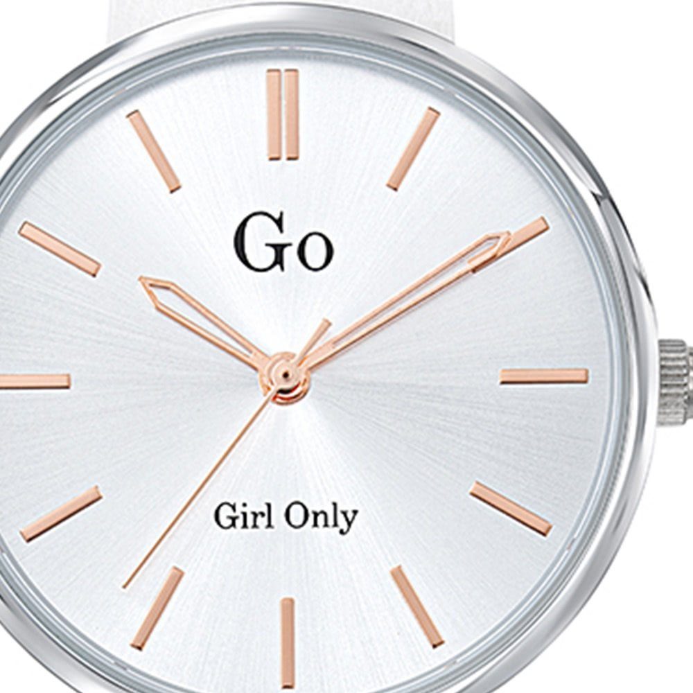 Girl Only Quarzuhr Girl Only Damen Armbanduhr weiß, (Analoguhr), Damenuhr GO weiß, mittel (ca. 32mm) Lederarmband, Casual-Style