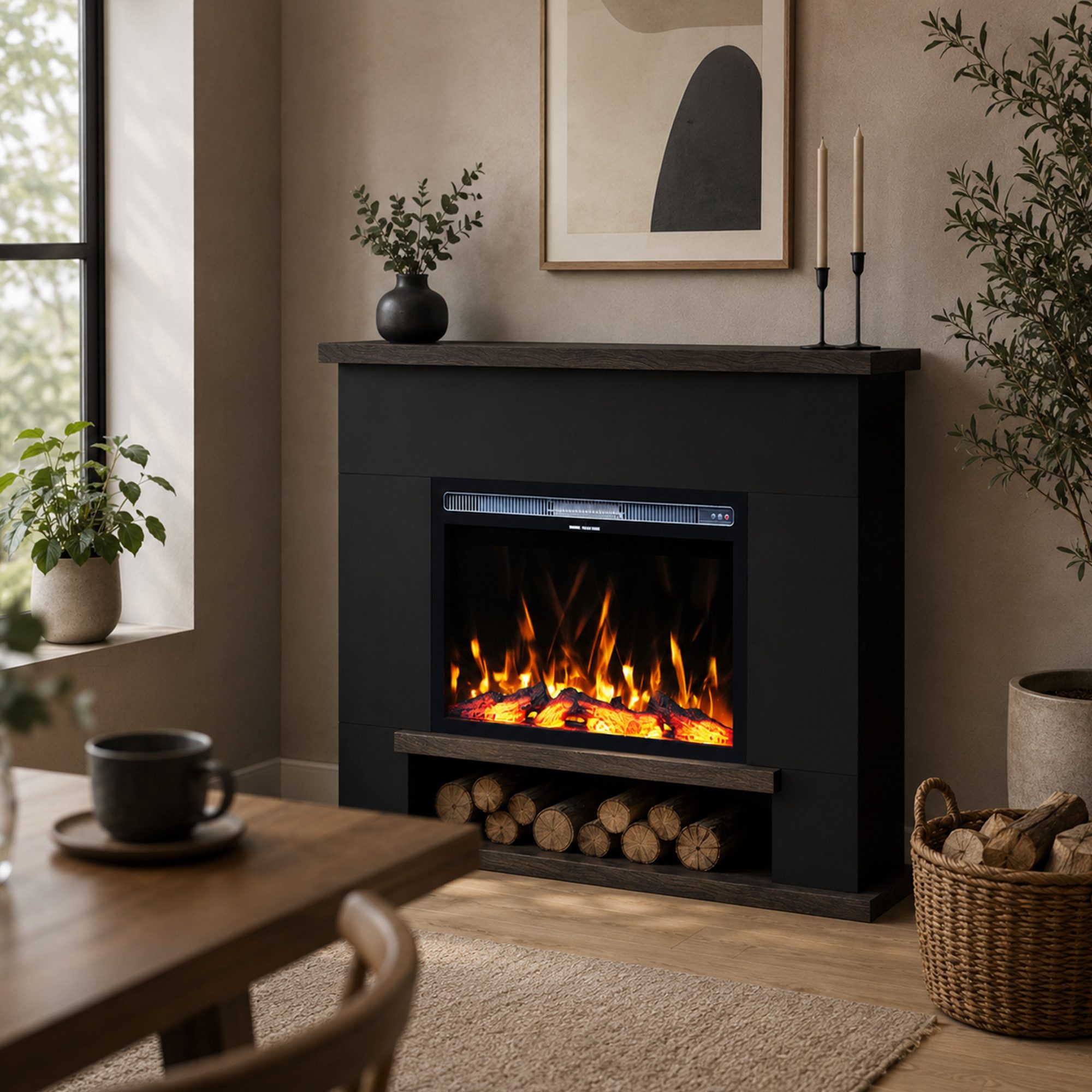 GARLIVO Elektrokamin Garlivo CATANIA Elektrokamin, täuschend echte Flamme mit Heizung und Knistereffekt