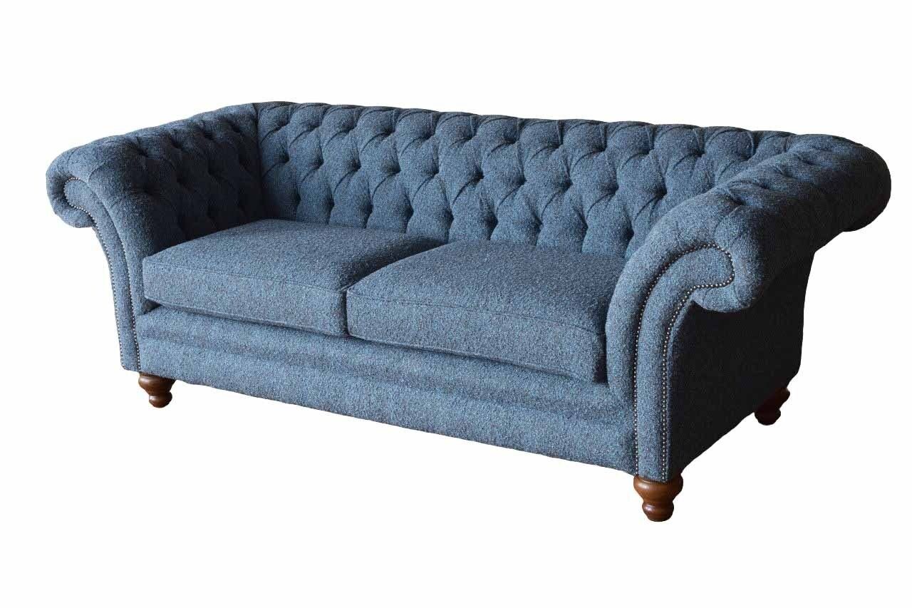 JVmoebel Sofa Englische Samt Sofa Couch In Sofas, Made Chesterfield Dreisitz Möbel 230cm Büro Europe