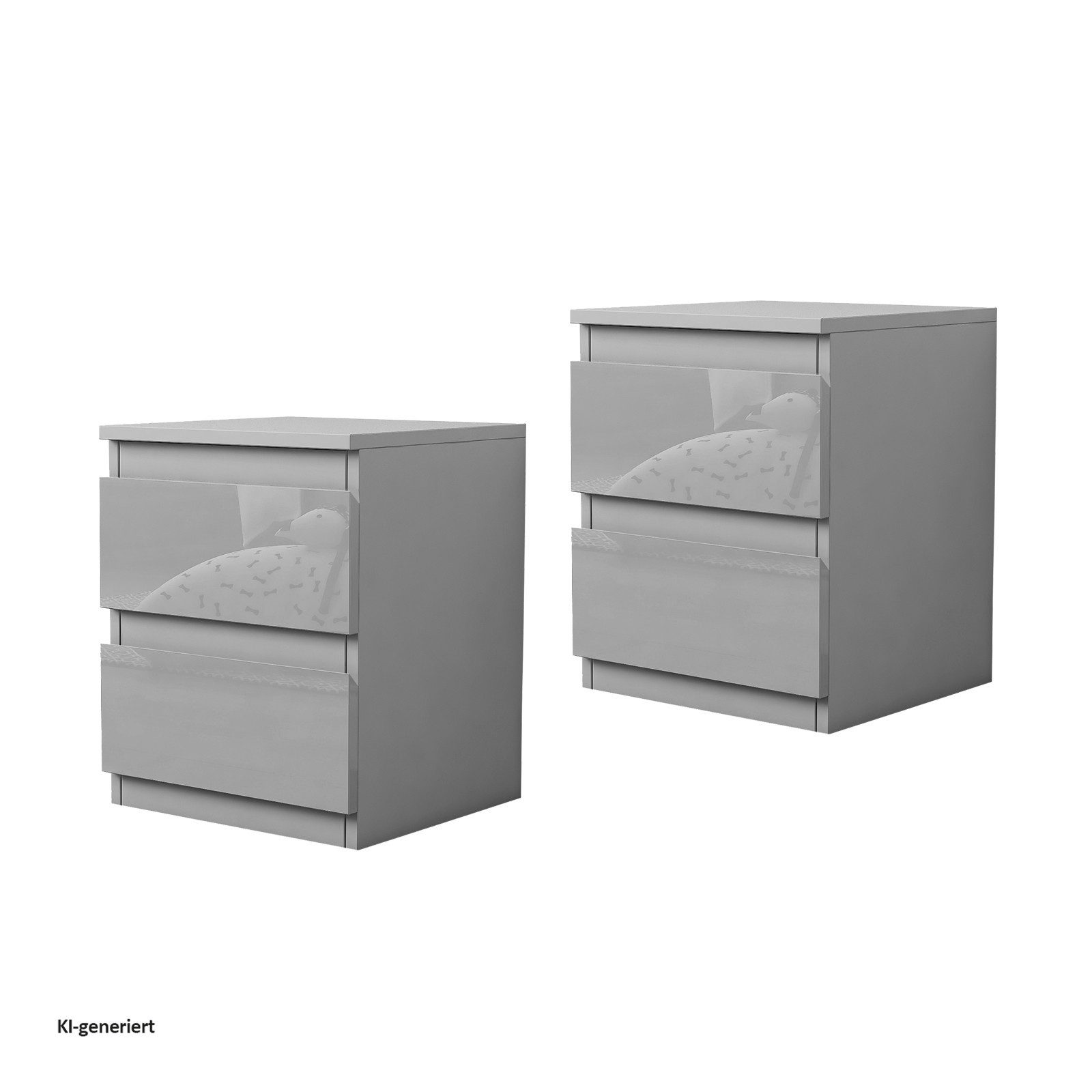 HTI-Living Nachtkommode Nachtschrank Kenji Hochglanz 2er-Set (Set, 2 St., 2 Nachtschränke), Nachtkommode 2 Schubladen