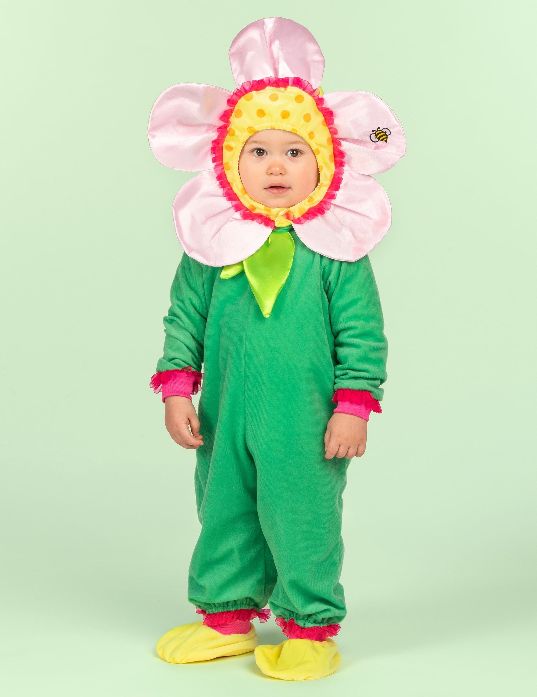 JADEO Kostüm Kostüm Blumen für Babys Premium rosa-grün-gelb