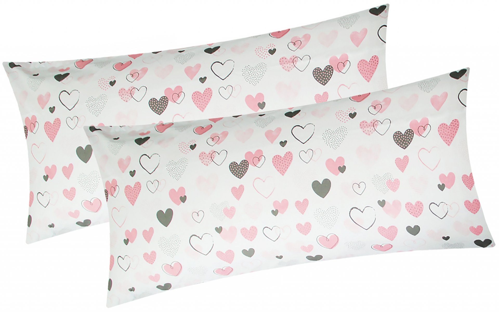 Heubergshop Kissenbezug, (2 Stück), 40x80cm Love Liebe Herzen 100% Baumwoll günstig online kaufen