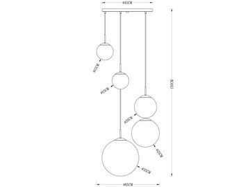 meineWunschleuchte LED Pendelleuchte, LED wechselbar, warmweiß, Designerlampe Galerie-leuchte Treppenhaus Glas-kugel mehrflammig Ø65cm