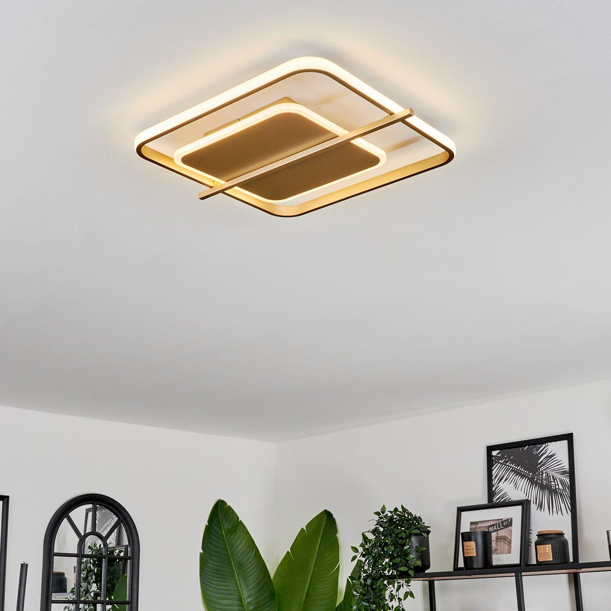 wechselbar, aus Goldfarben/Weiß, 35 Kelvin, Deckenleuchte hofstein 35 im Design, 3520 Lumen LED modernen LED 36 cm Deckenlampe Metall/Kunststoff Watt, in 3000 cm, moderne x