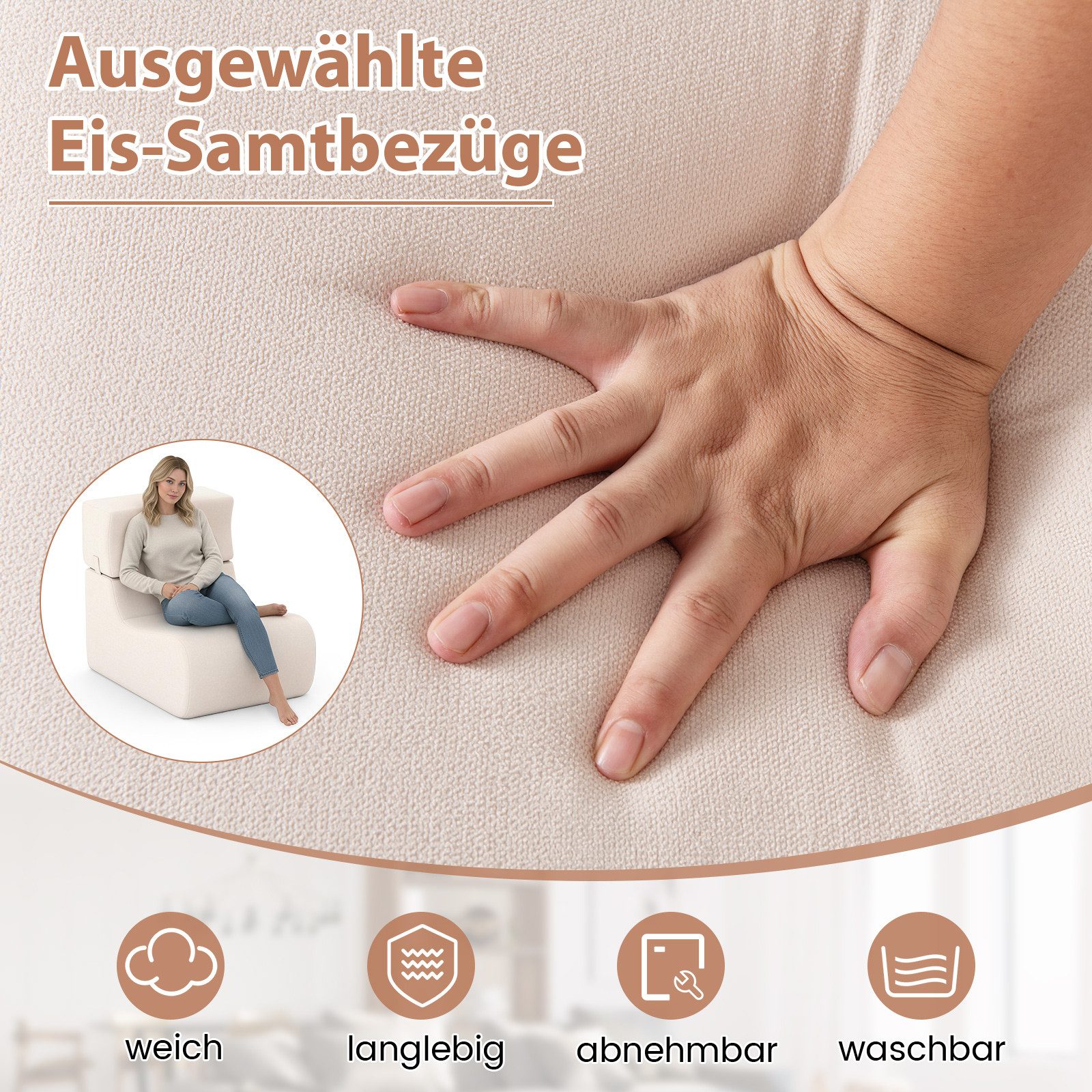 COSTWAY Relaxsessel, Bodensessel gepolstert mit rutschfestem Boden 160kg