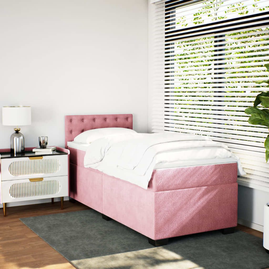 vidaXL Bett Boxspringbett mit Matratze Rosa günstig online kaufen