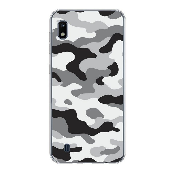 MuchoWow Handyhülle Schwarz-weißes Camouflage-Muster Handyhülle Samsung Galaxy A10 Smartphone-Bumper Print Handy